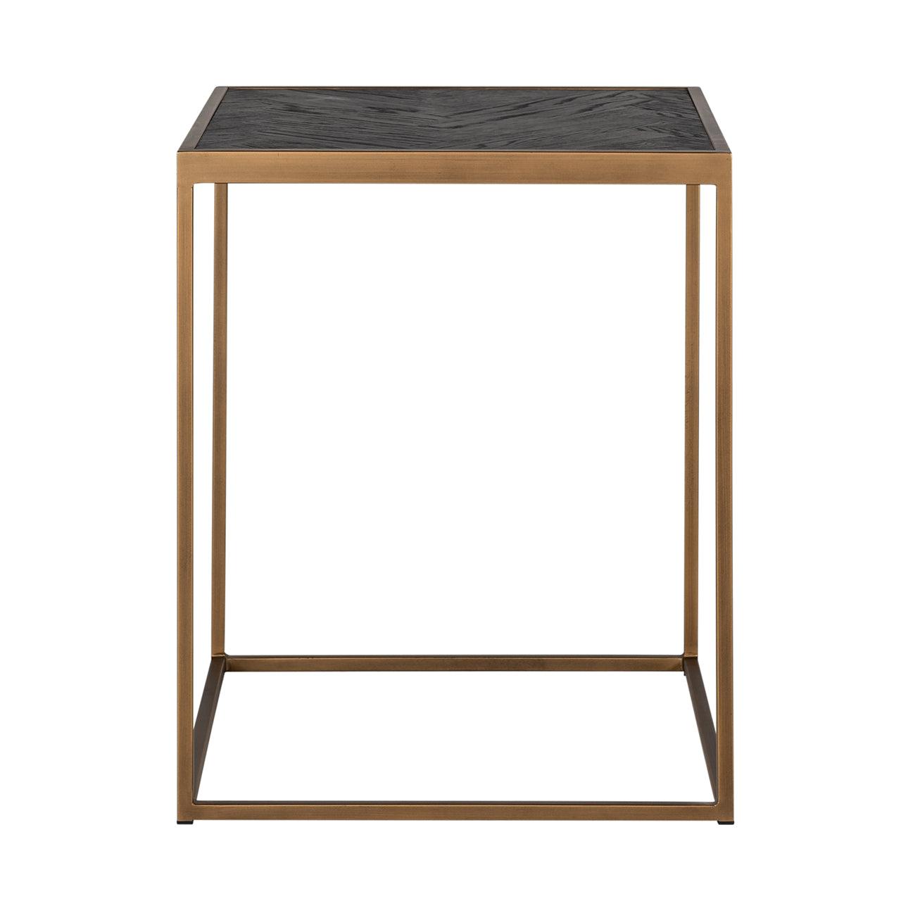 Blackbone Black Rustic End Table with Brass Base by Richmond Interiors - Maison Rêves UK