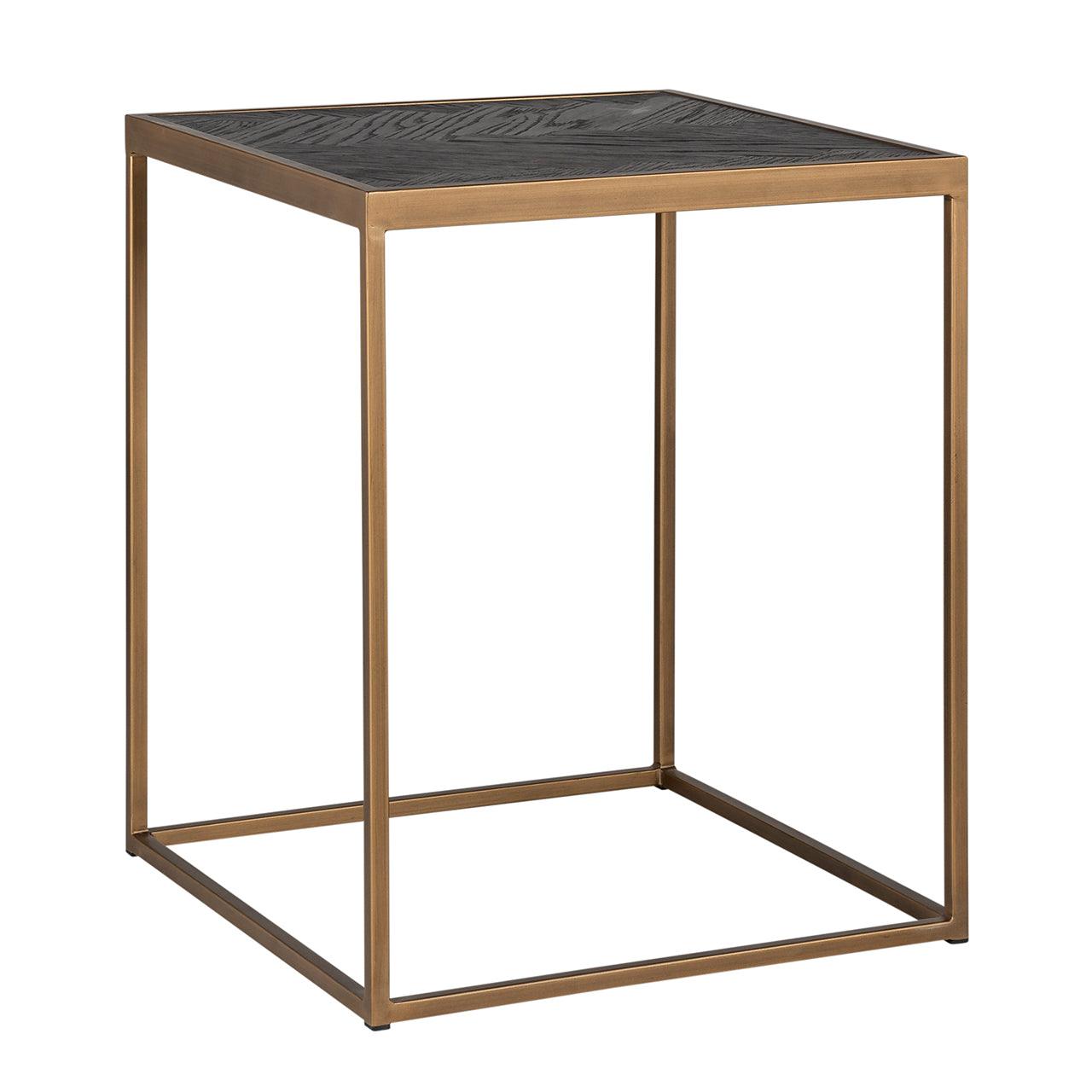 Blackbone Black Rustic End Table with Brass Base by Richmond Interiors - Maison Rêves UK