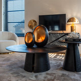 Blax Black Wood Circular End Table by Richmond Interiors - Maison Rêves UK