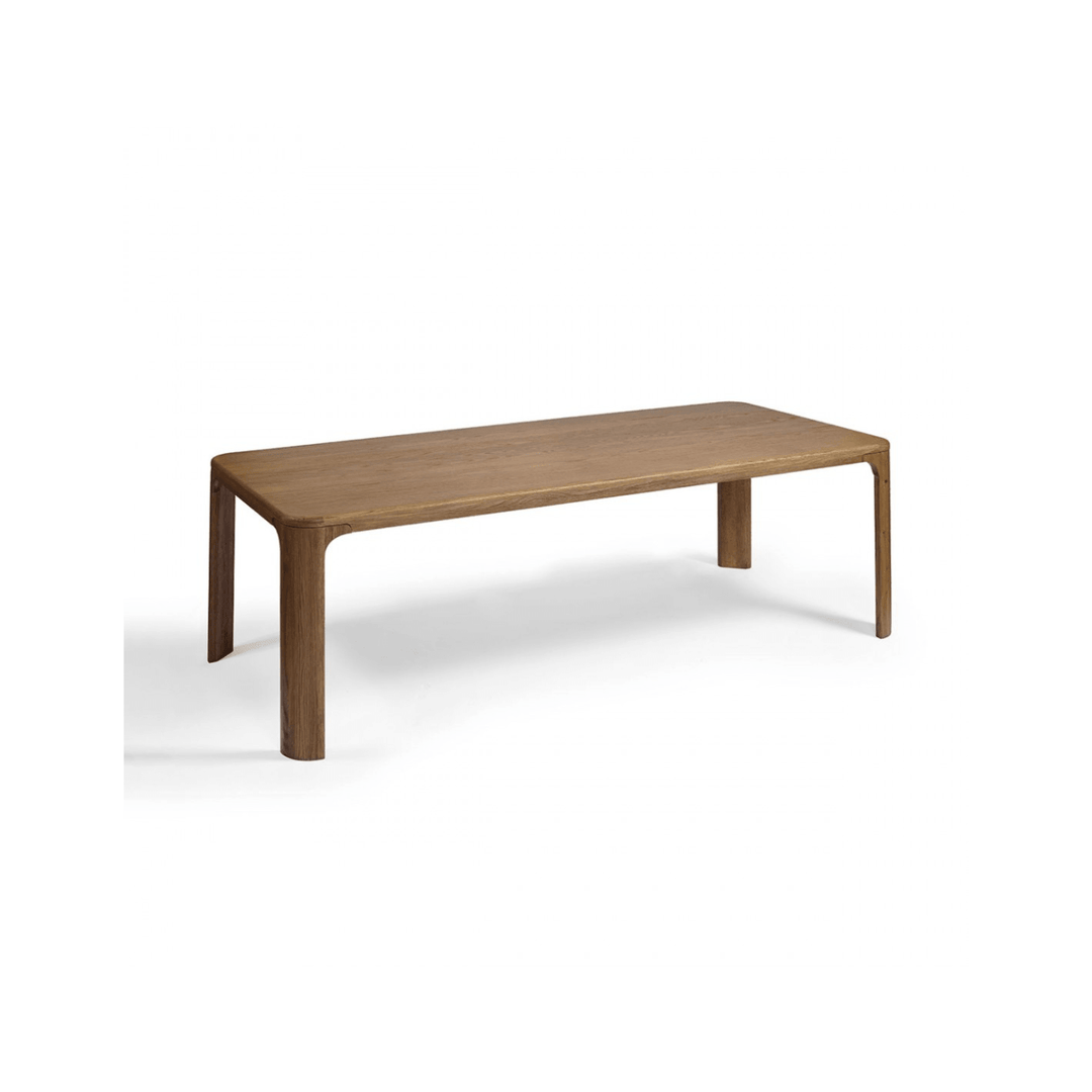 Budapest Natural Oak Wood Rectangular Dining Table with Rounded Corner ...