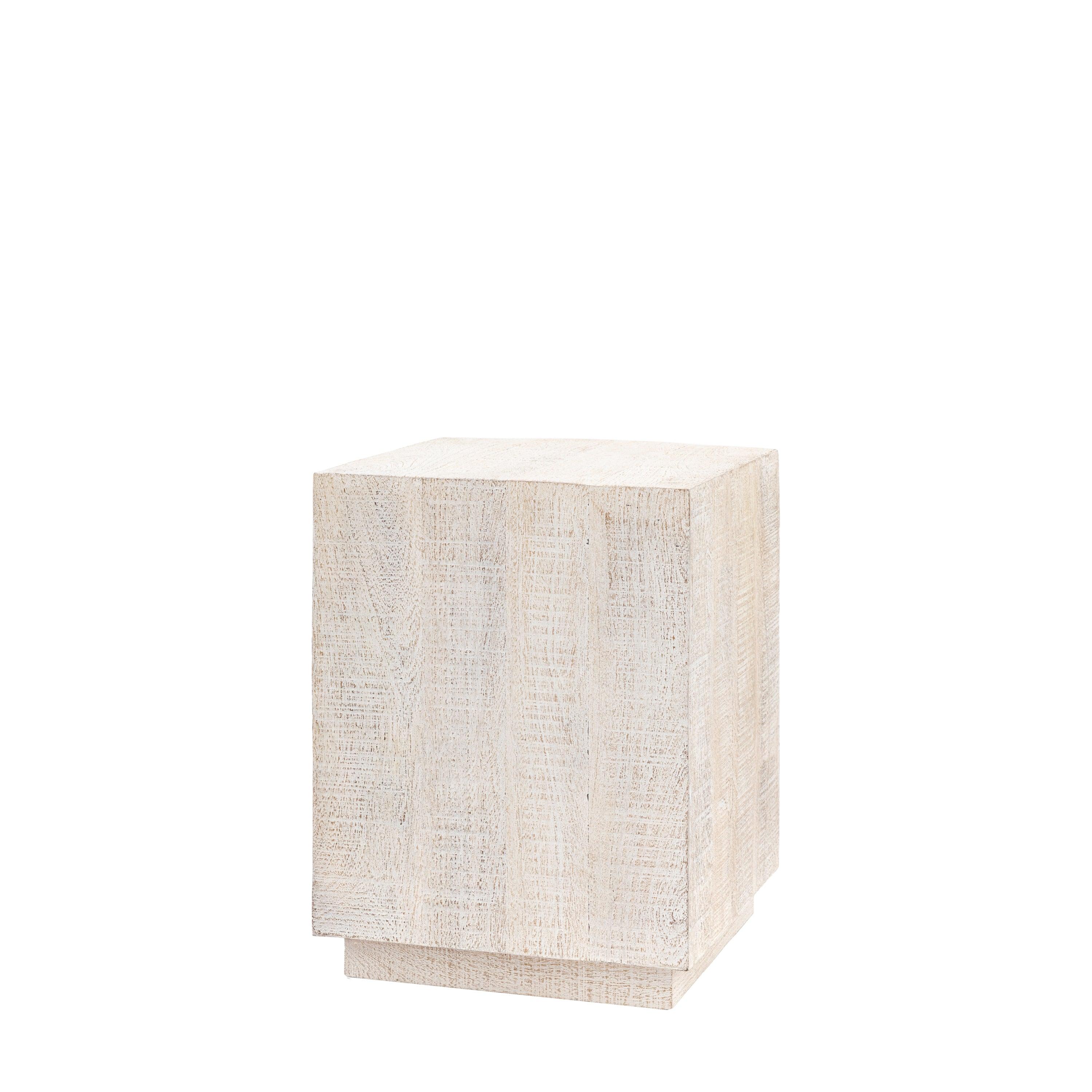 Caldera Side Table Whitewash Mango Wood - Maison Rêves UK