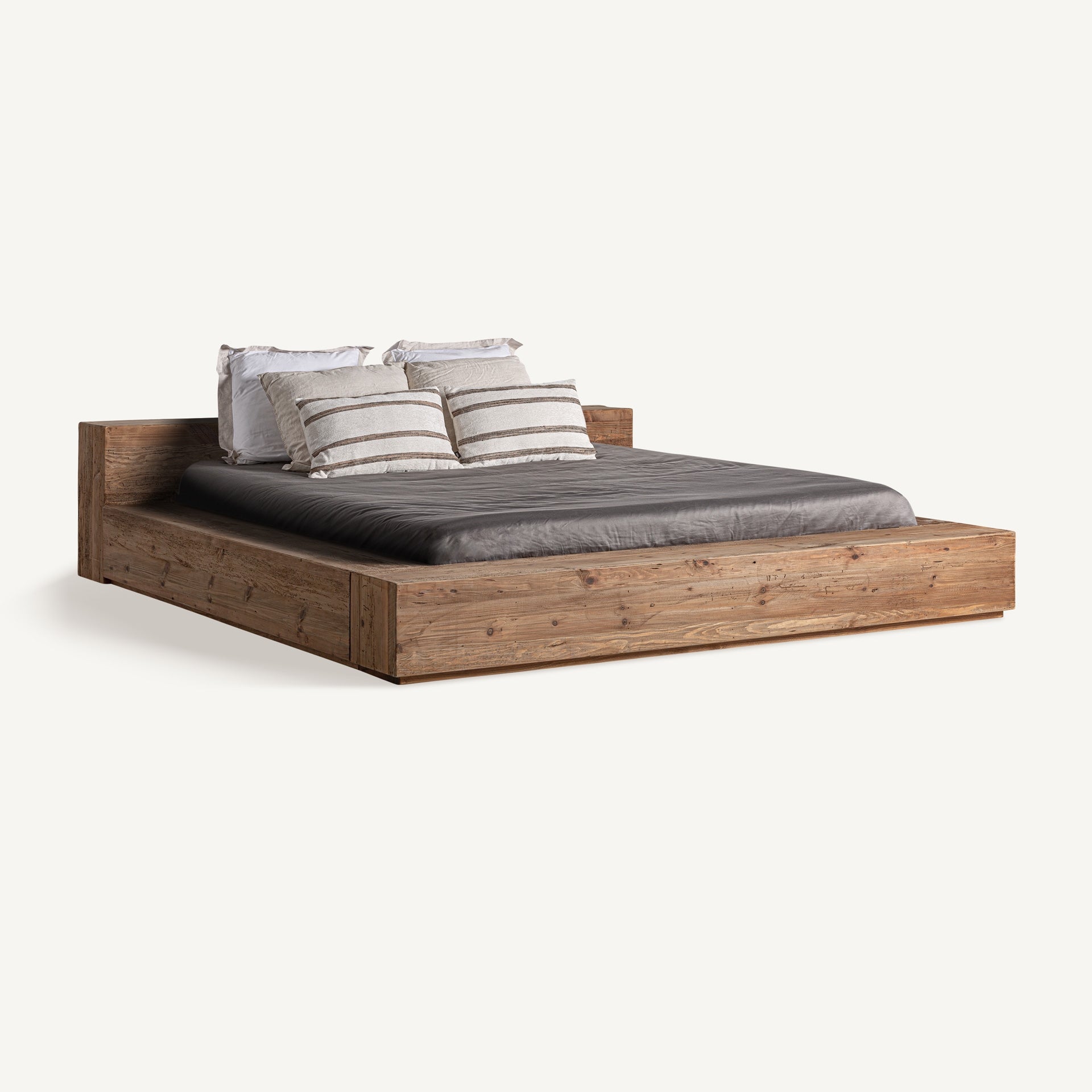 Truel Recycled Pine Wood Bed - Maison Rêves UK