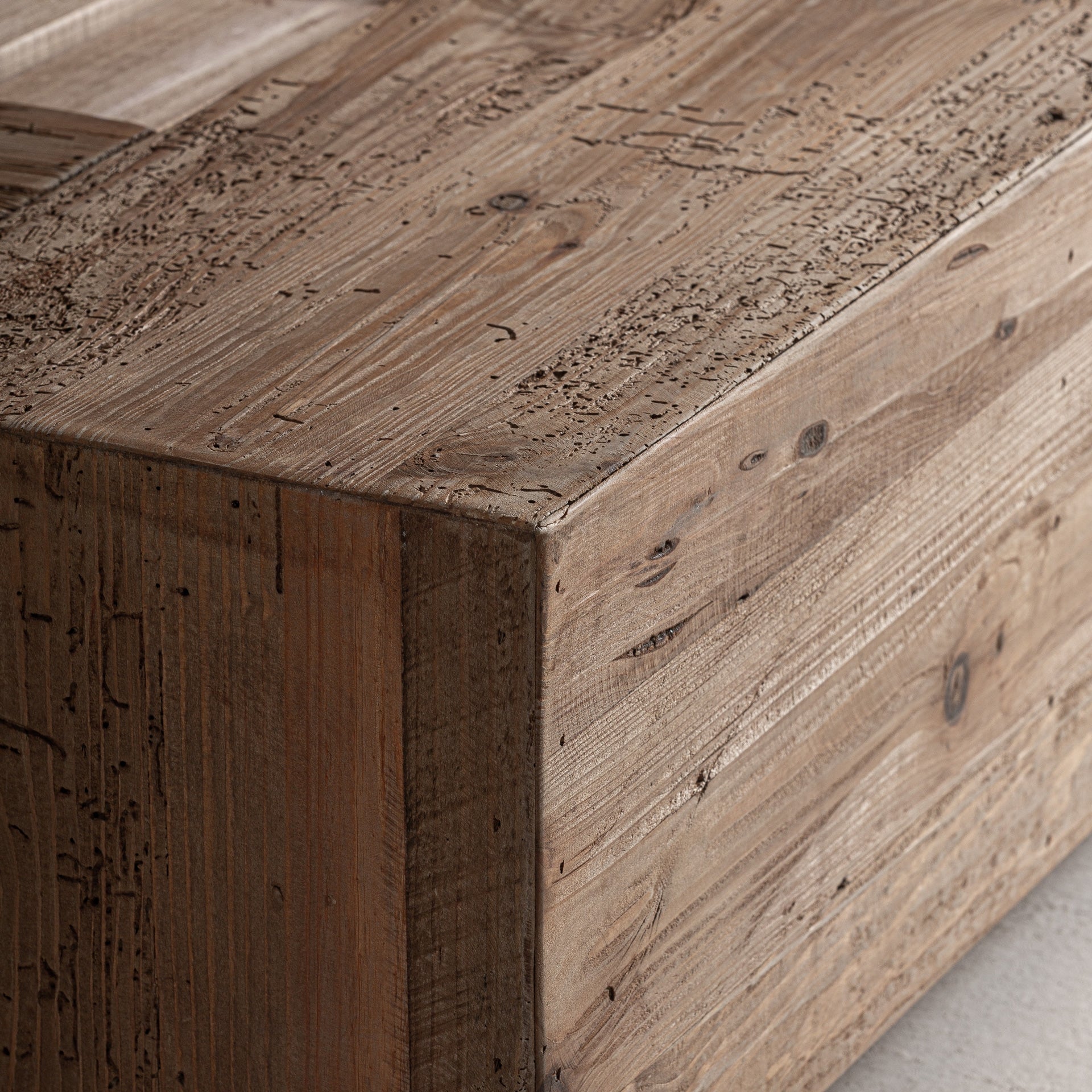 Truel Recycled Pine Wood Bed - Maison Rêves UK