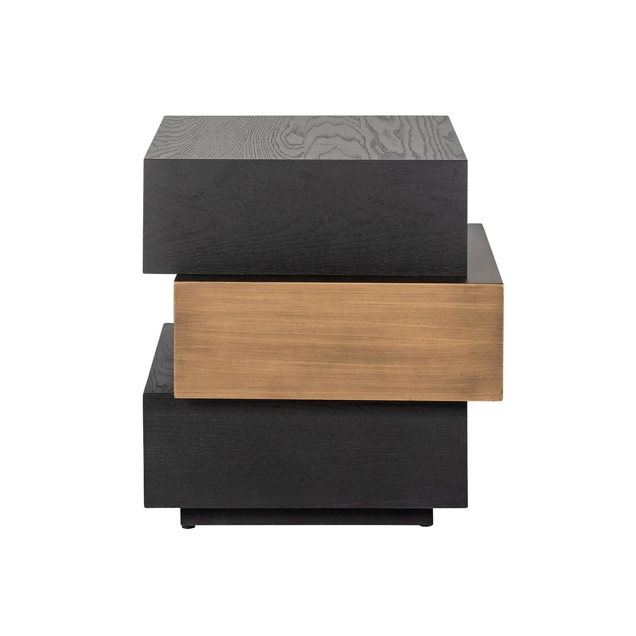 Cambon Layered End Table with Black Oak Wood Top by Richmond Interiors - Maison Rêves UK