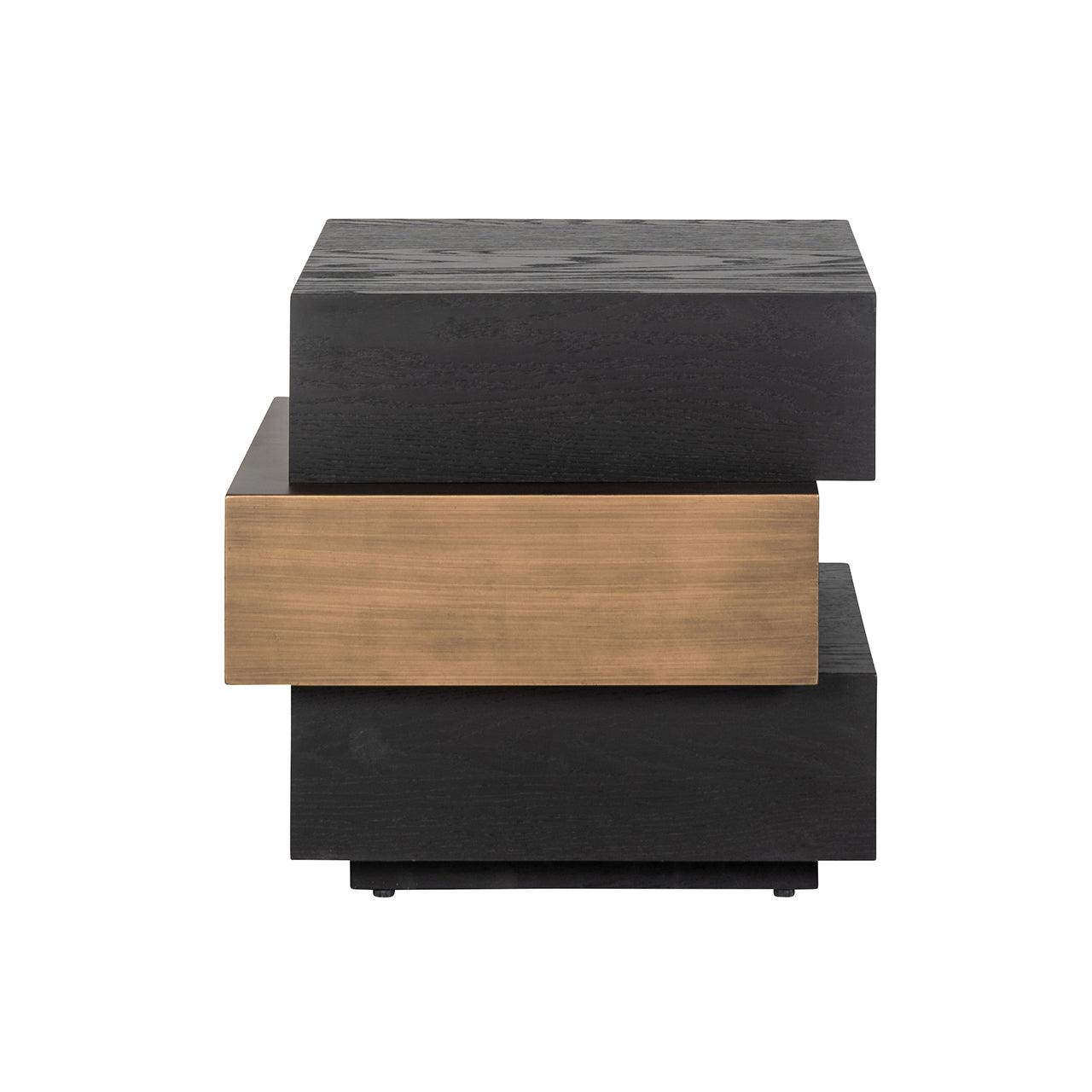 Cambon Layered End Table with Black Oak Wood Top by Richmond Interiors - Maison Rêves UK