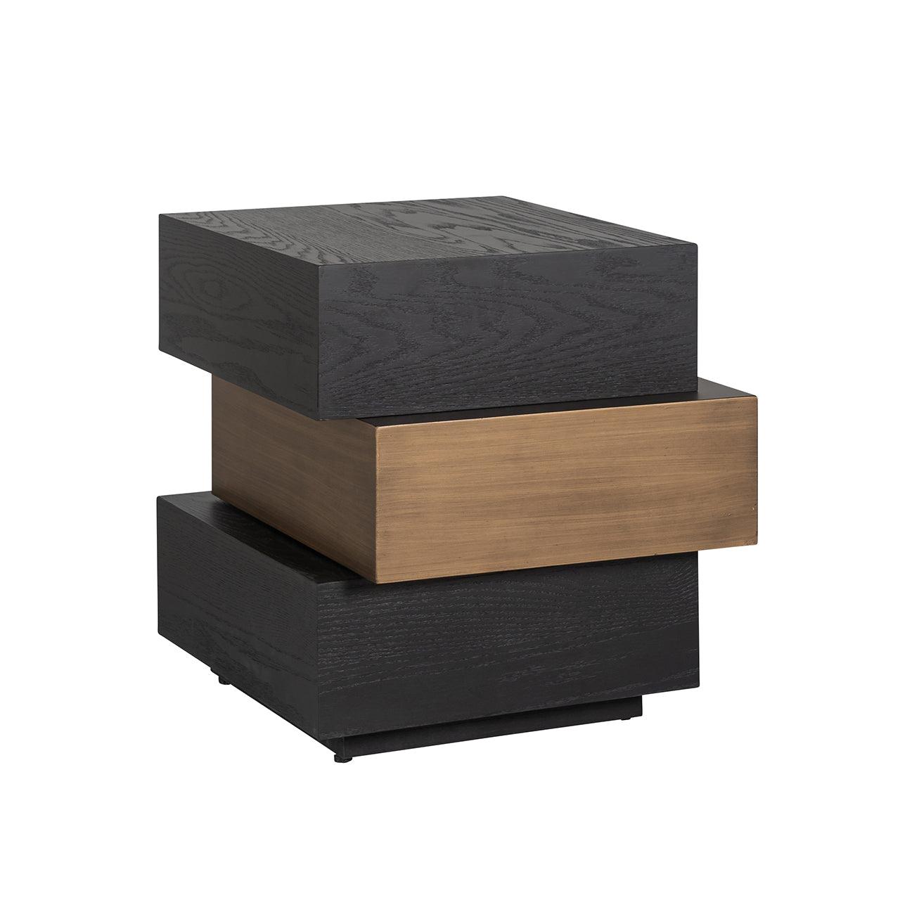 Cambon Layered End Table with Black Oak Wood Top by Richmond Interiors - Maison Rêves UK