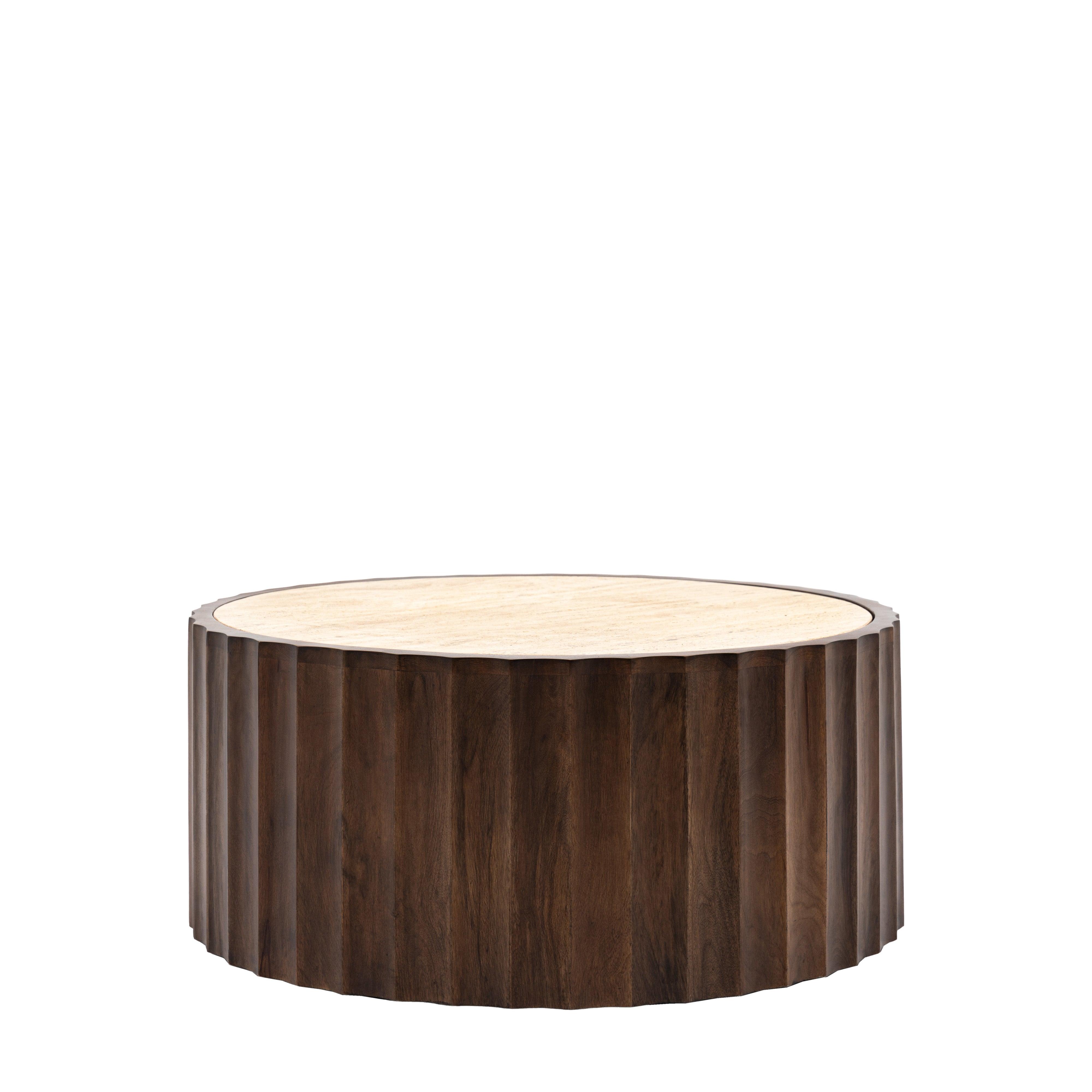 Cascata Mango Wood Coffee Table Travertine Top - Maison Rêves UK