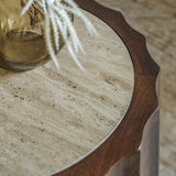 Cascata Mango Wood Side Table Travertine Top - Maison Rêves UK