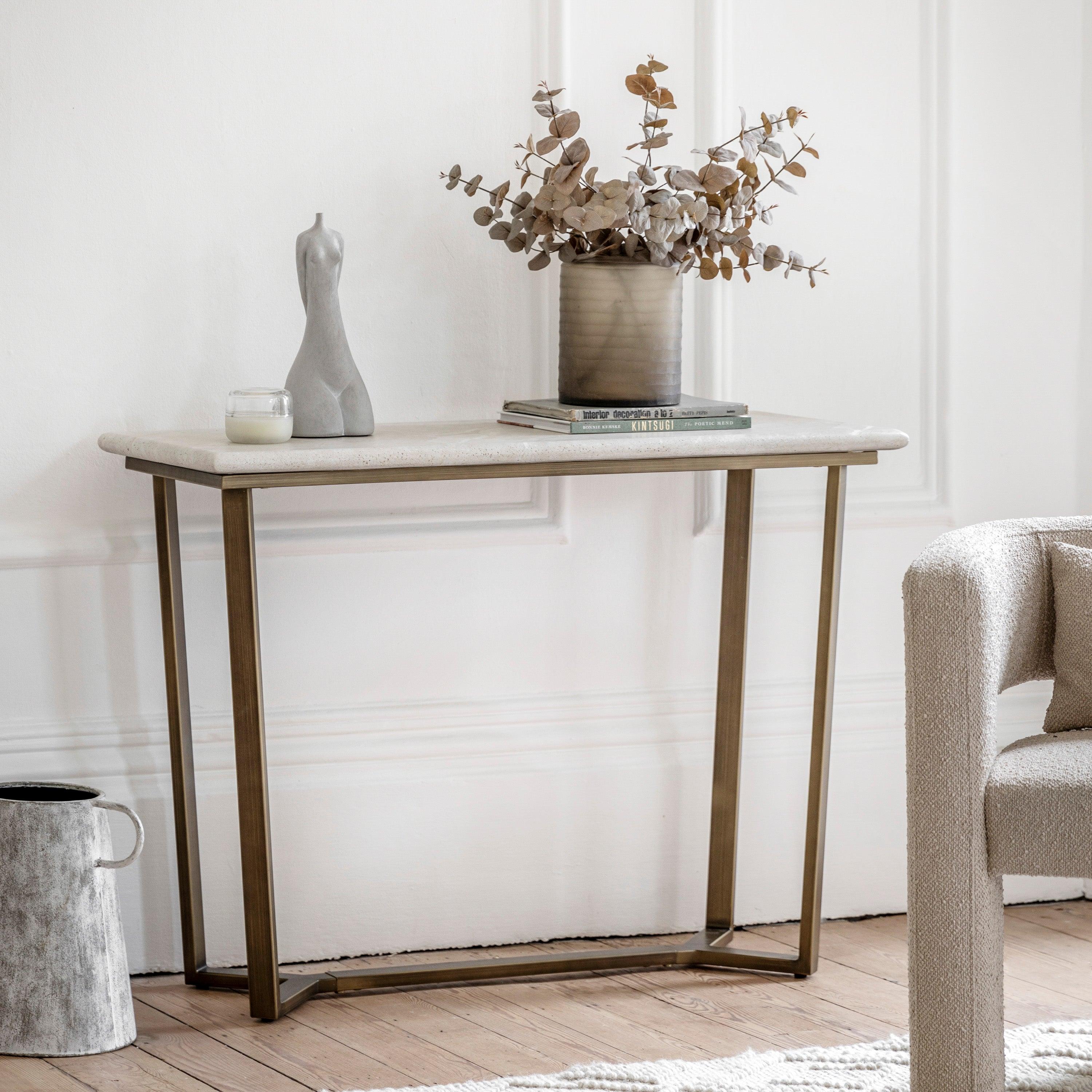 Cima Travertine Console Table - Maison Rêves UK