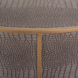 Classio Circular Leather Coffee Table with Gold Accents by Richmond Interiors - Maison Rêves UK