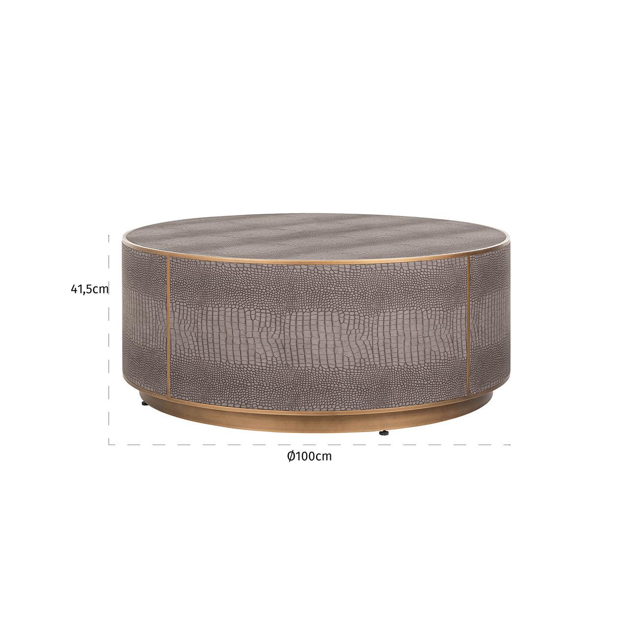 Classio Circular Leather Coffee Table with Gold Accents by Richmond Interiors - Maison Rêves UK