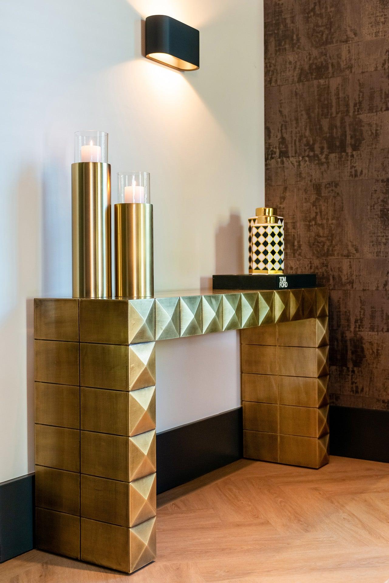 Collada Brushed Gold Brass Console Table by Richmond Interiors - Maison Rêves UK