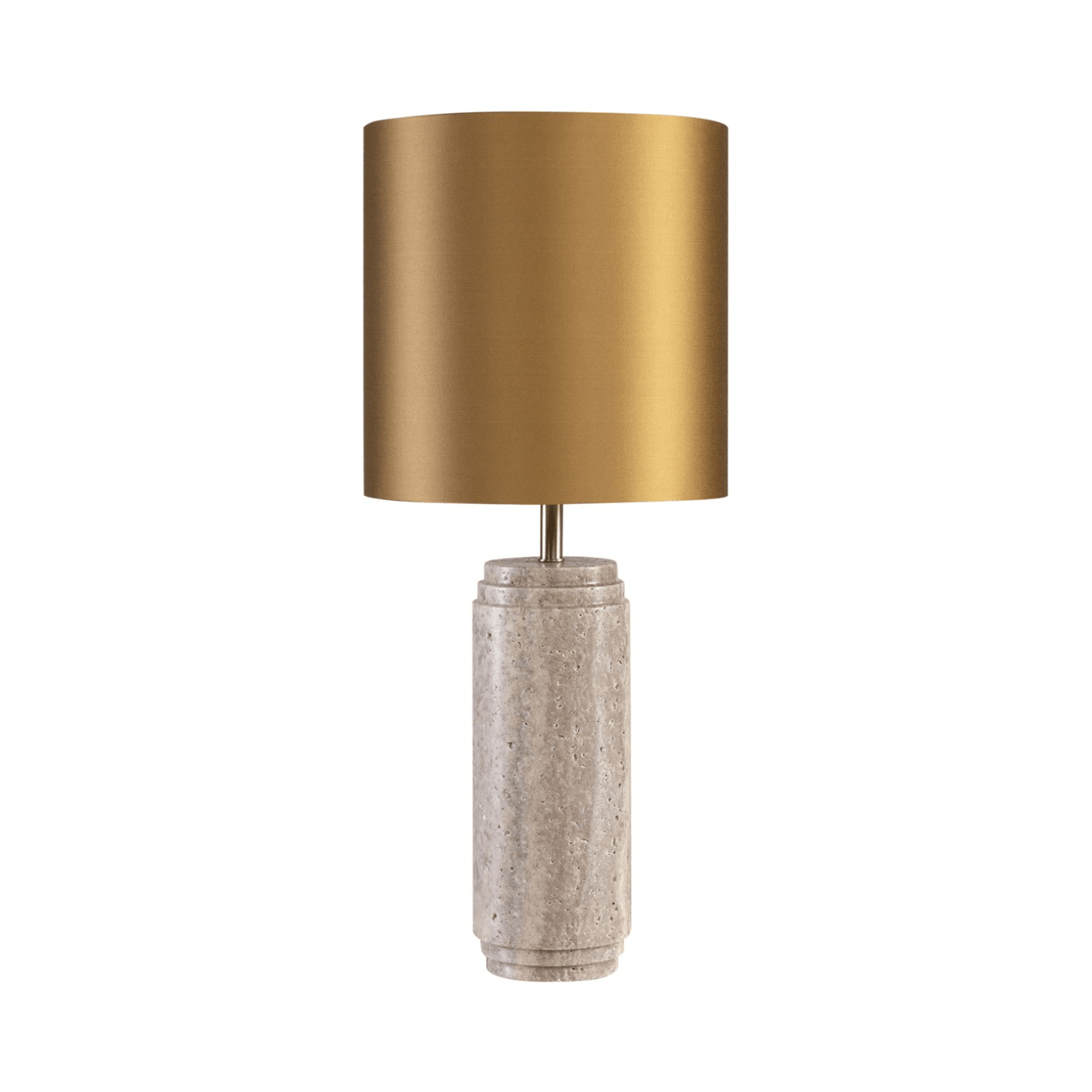 Cooper Grey Travertine Table Lamp with Shade - Maison Rêves UK