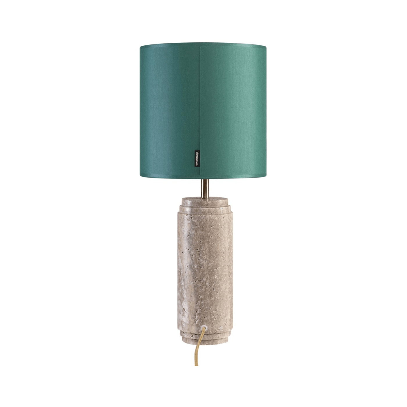 Cooper Grey Travertine Table Lamp with Shade - Maison Rêves UK