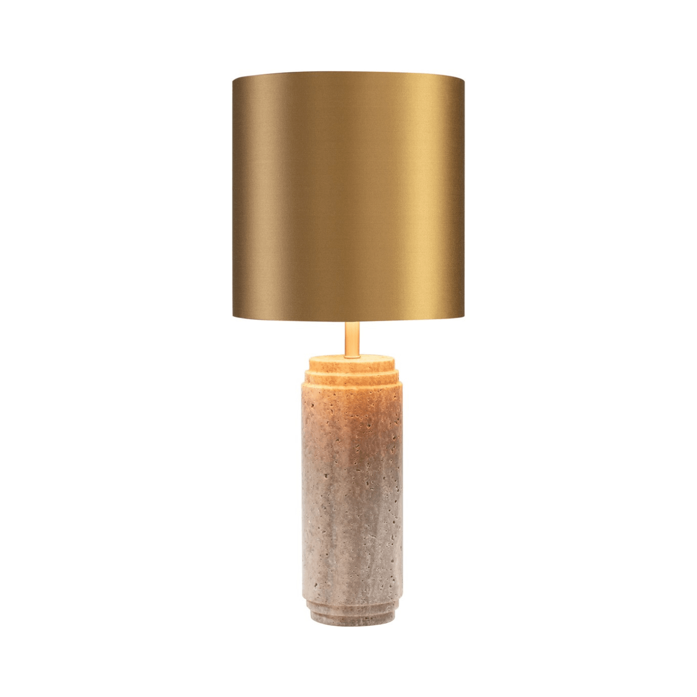 Cooper Grey Travertine Table Lamp with Shade - Maison Rêves UK