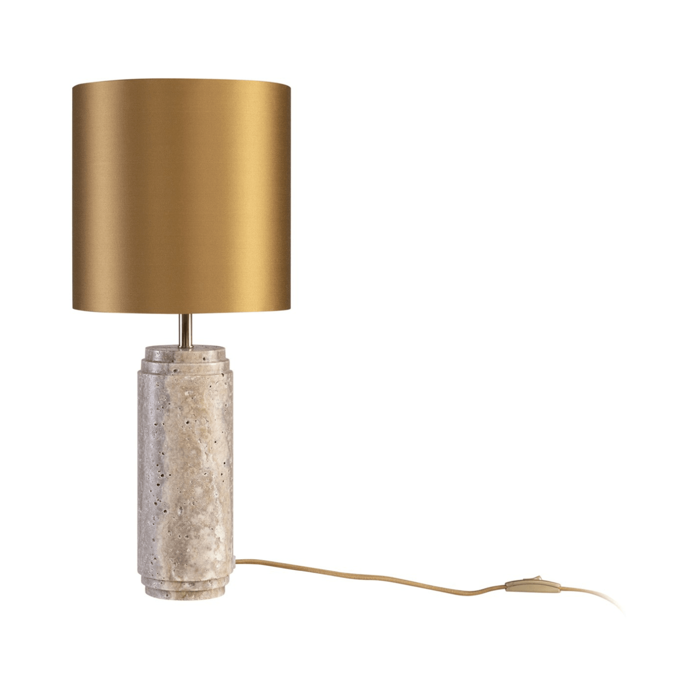 Cooper Grey Travertine Table Lamp with Shade - Maison Rêves UK