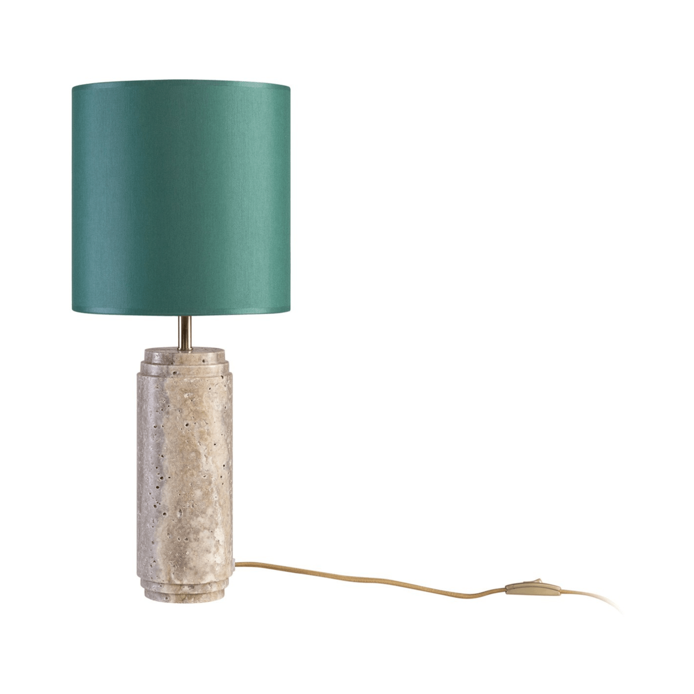 Cooper Grey Travertine Table Lamp with Shade - Maison Rêves UK