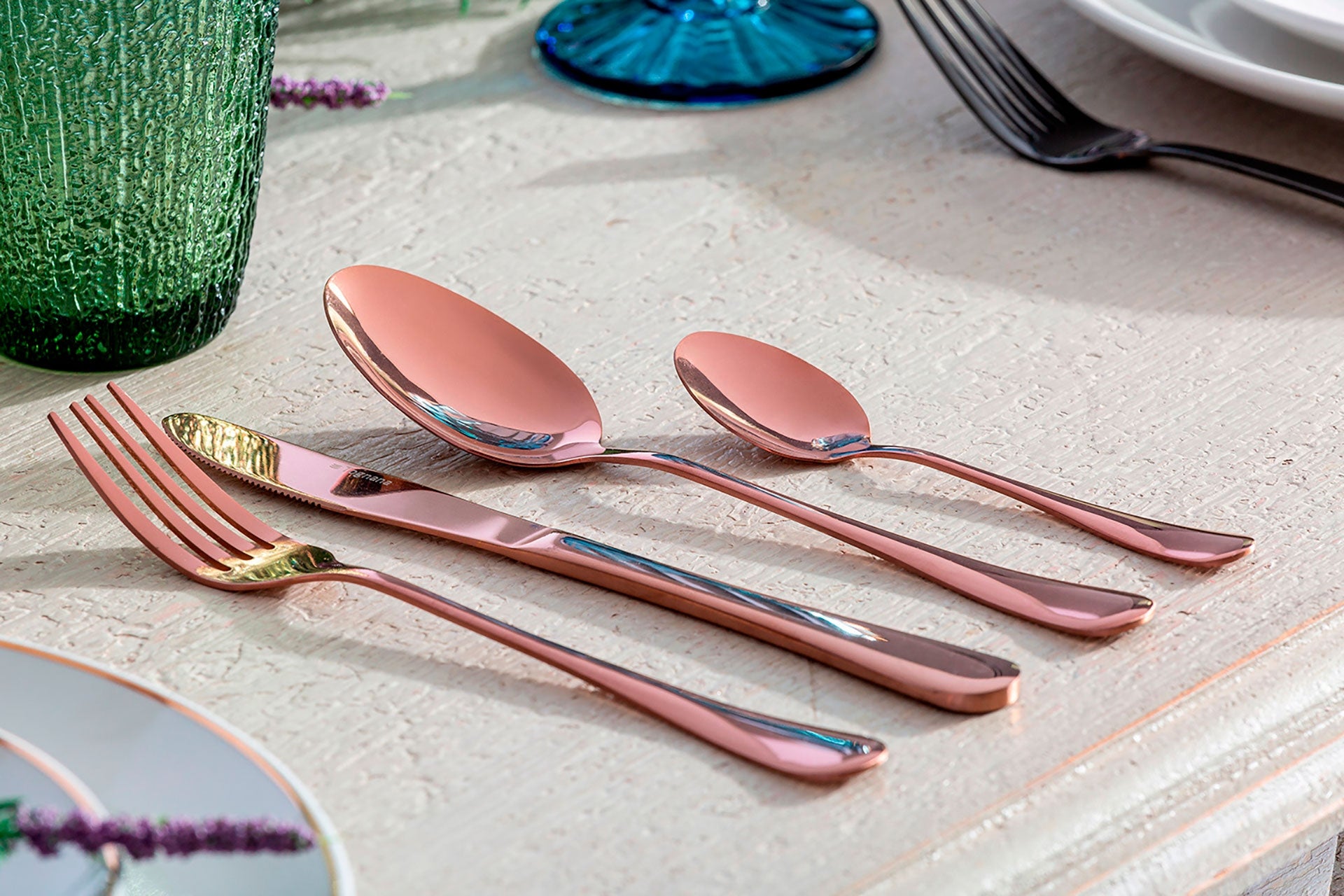 Saku Copper Steel Cutlery (Set of 24) - Maison Rêves UK