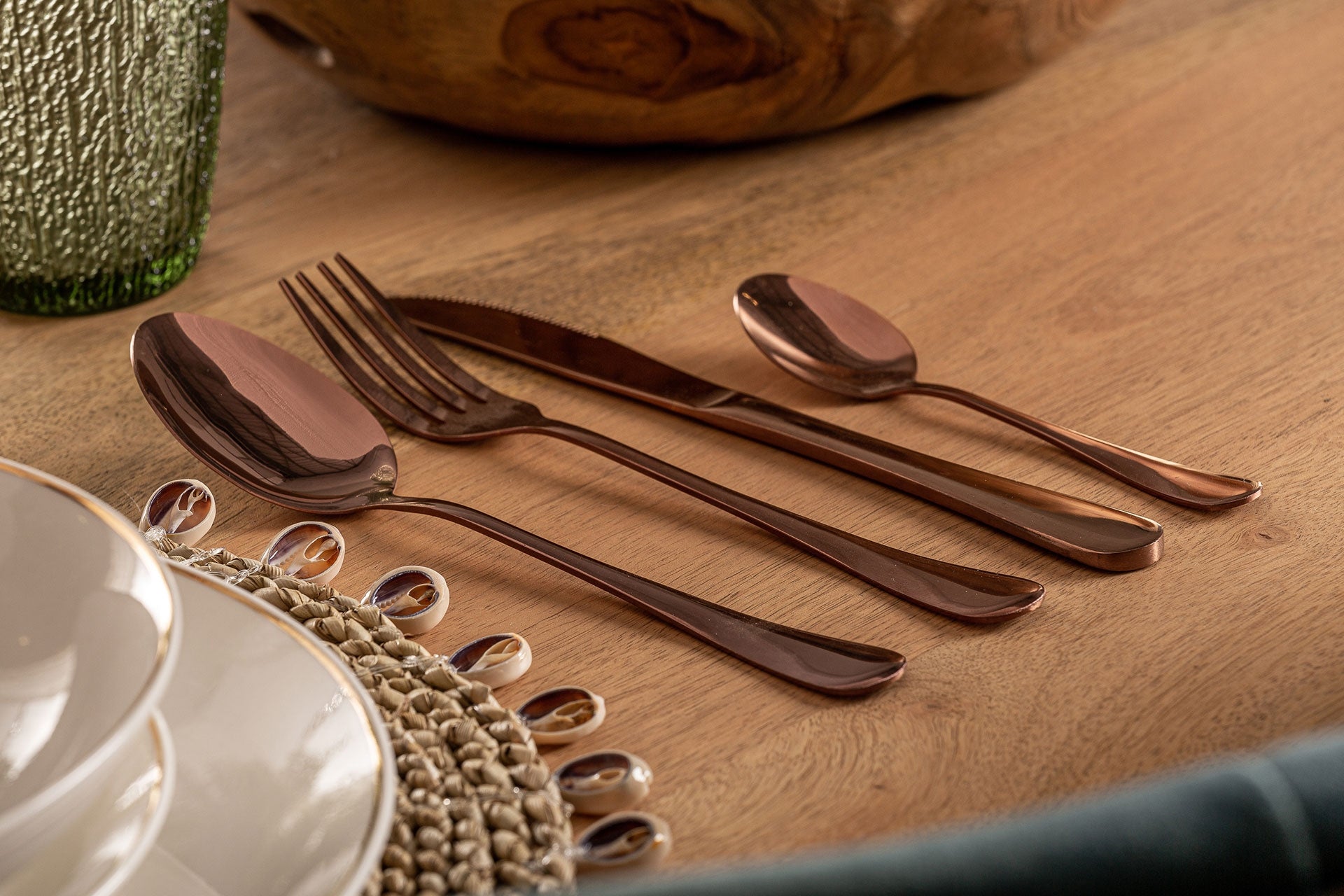 Saku Copper Steel Cutlery (Set of 24) - Maison Rêves UK