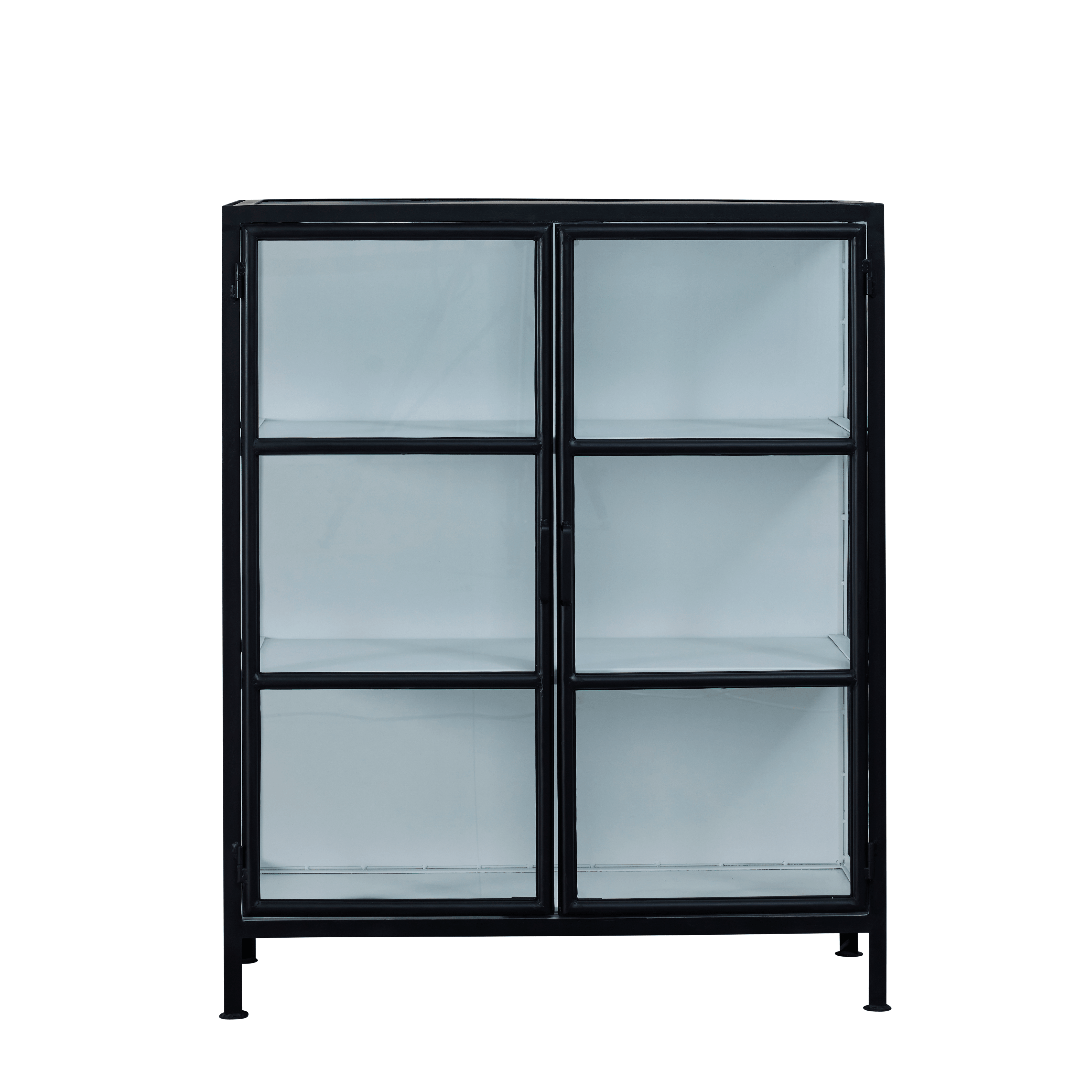 Depot Industrial Black Iron Cabinet with 2 Glass Doors H110 (CM) - Maison Rêves UK