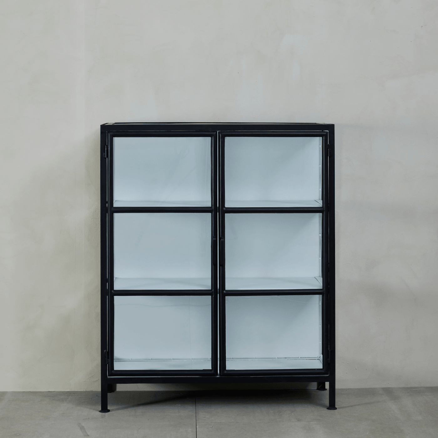 Depot Industrial Black Iron Cabinet with 2 Glass Doors H110 (CM) - Maison Rêves UK