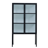 Depot Industrial Black Iron Cabinet with 2 Glass Doors H150 (CM) - Maison Rêves UK