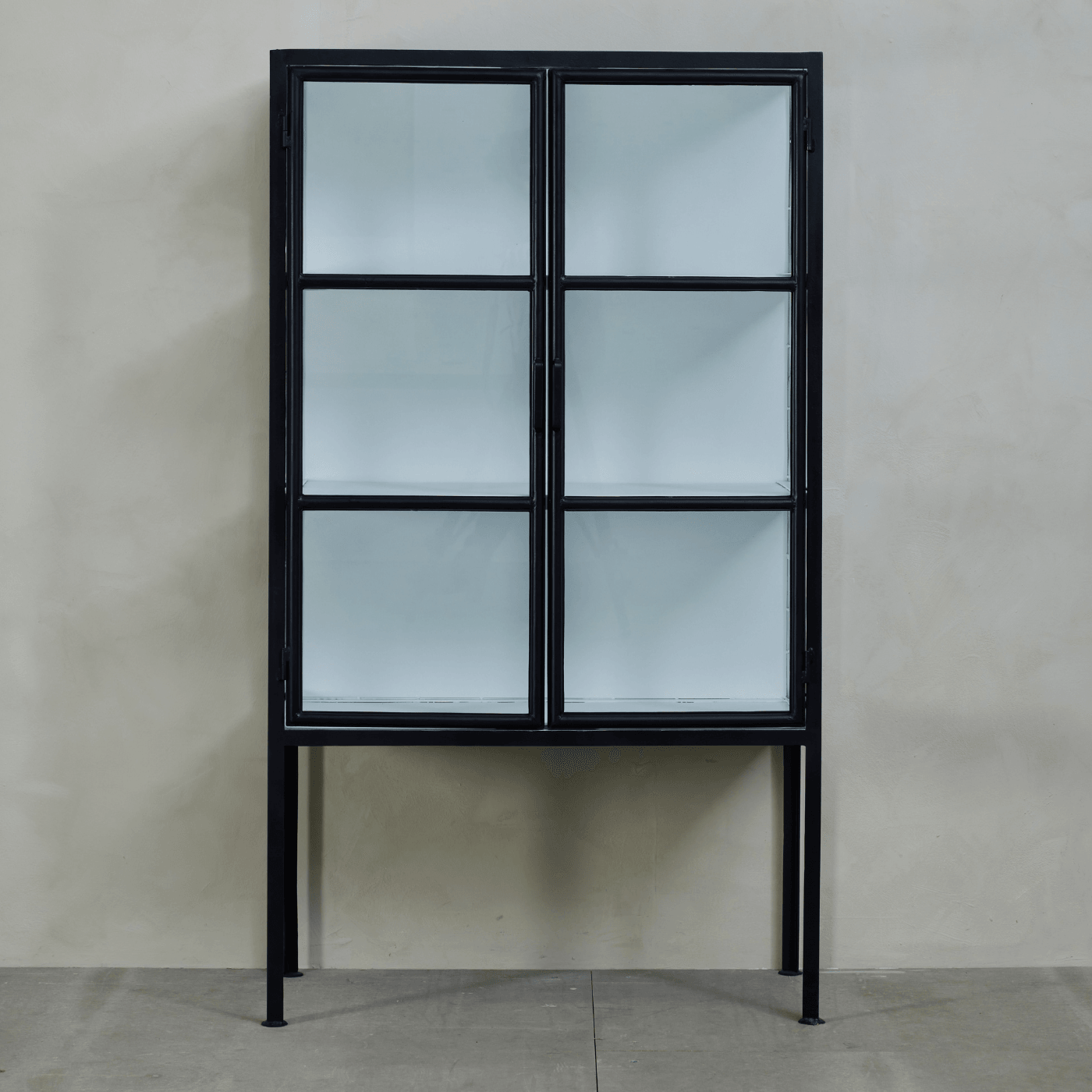 Depot Industrial Black Iron Cabinet with 2 Glass Doors H150 (CM) - Maison Rêves UK