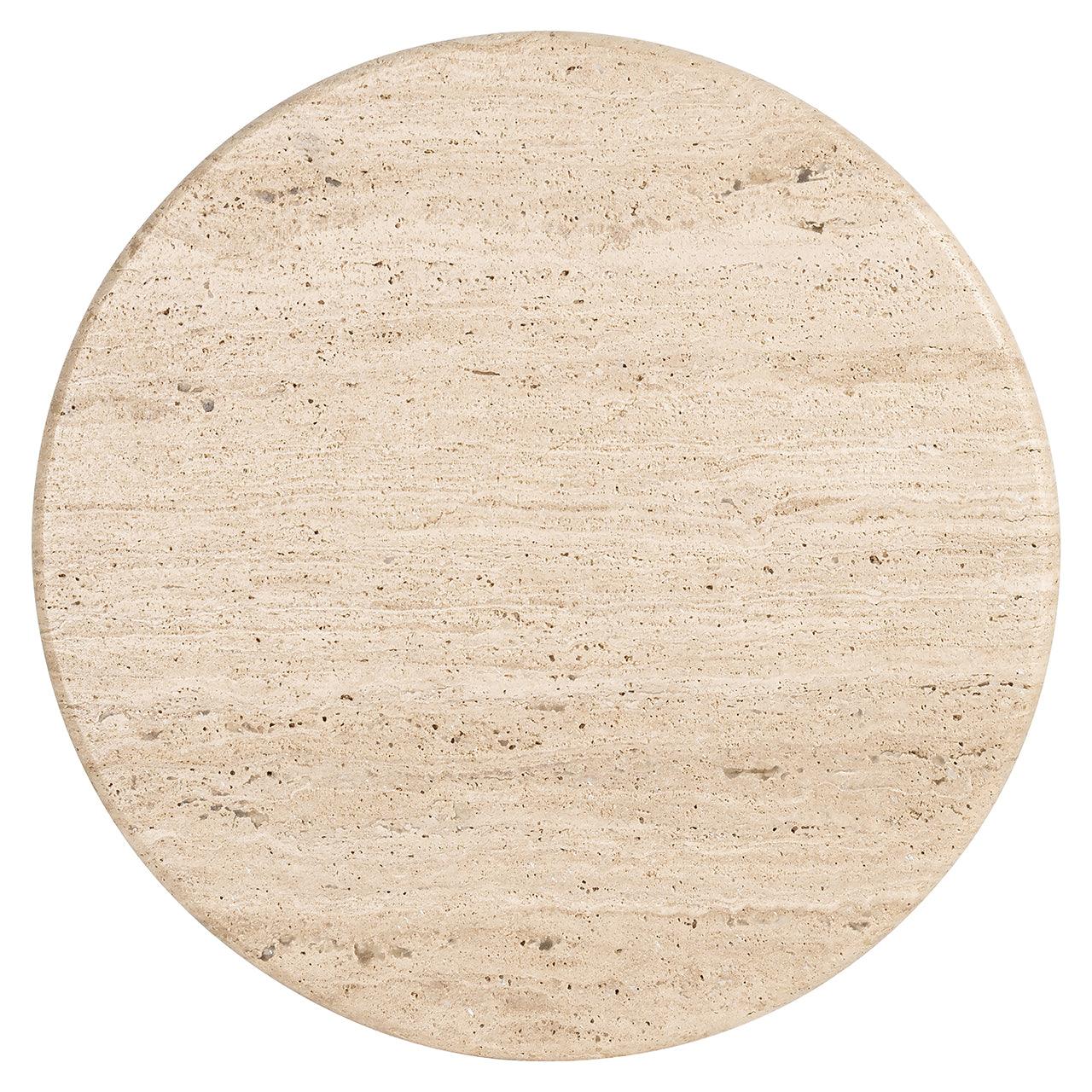 Douglas Travertine Circular Side Table with Mango Wood Base by Richmond Interiors - Maison Rêves UK