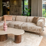 Douglas Travertine Circular Side Table with Mango Wood Base by Richmond Interiors - Maison Rêves UK