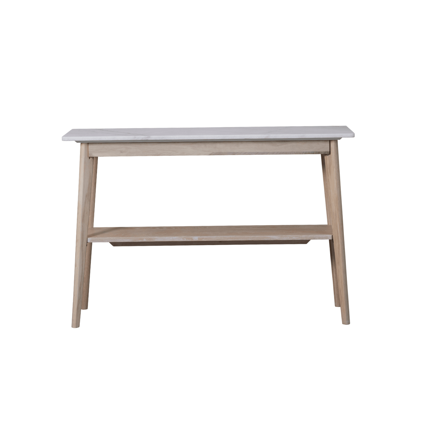 Ellie White Wash Oak Wood Console Table with White Marble Top - Maison Rêves UK