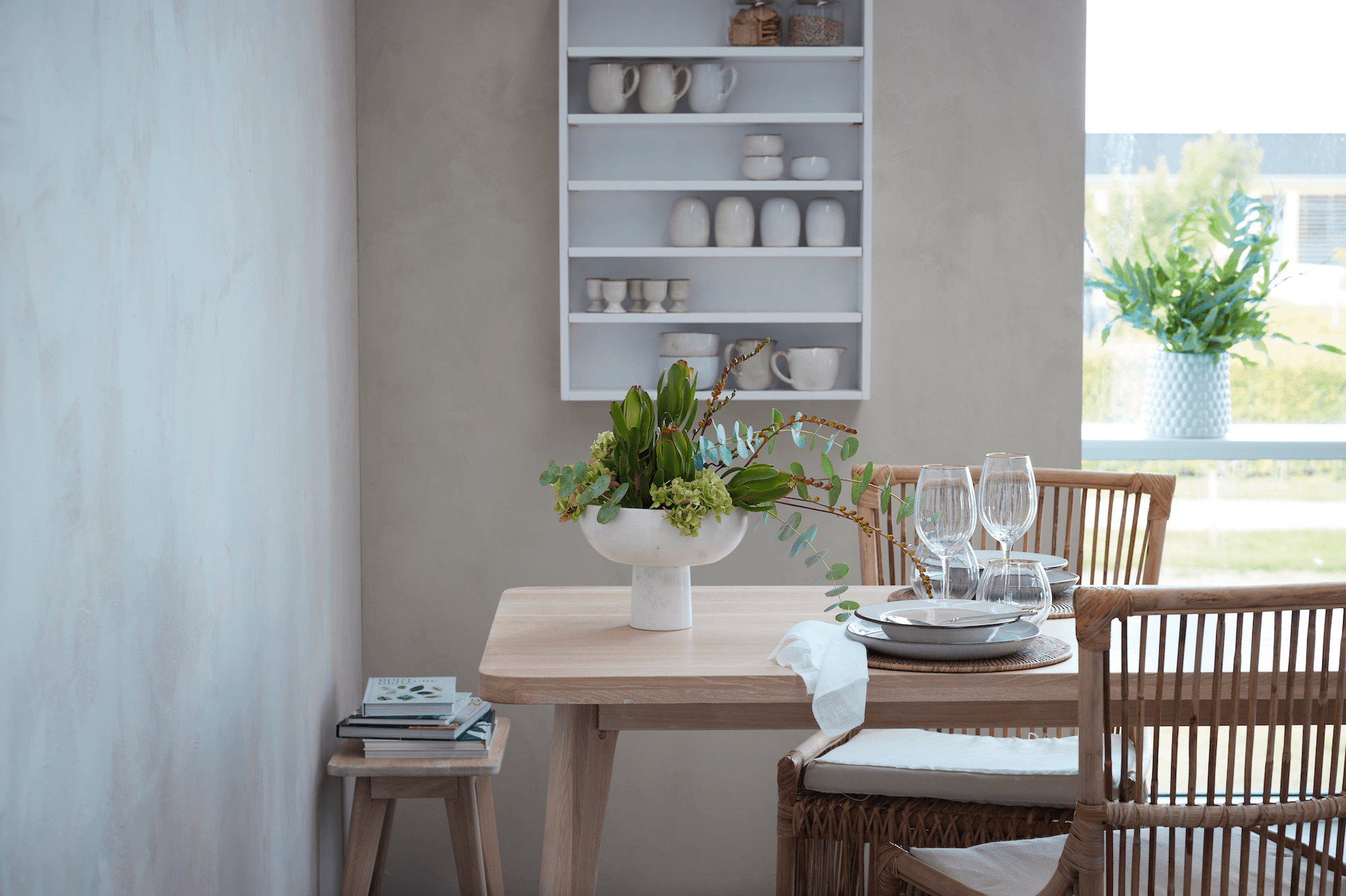 Ellie White Wash Oak Wood Dining Table - Maison Rêves UK