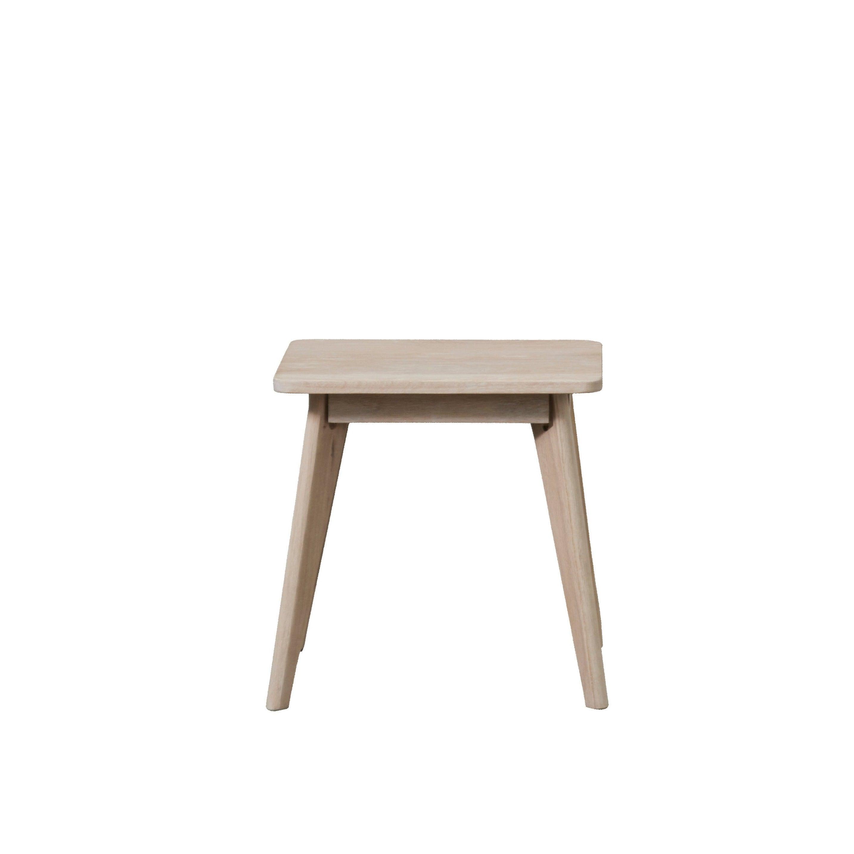 Ellie White Wash Oak Wood Stool - Maison Rêves UK