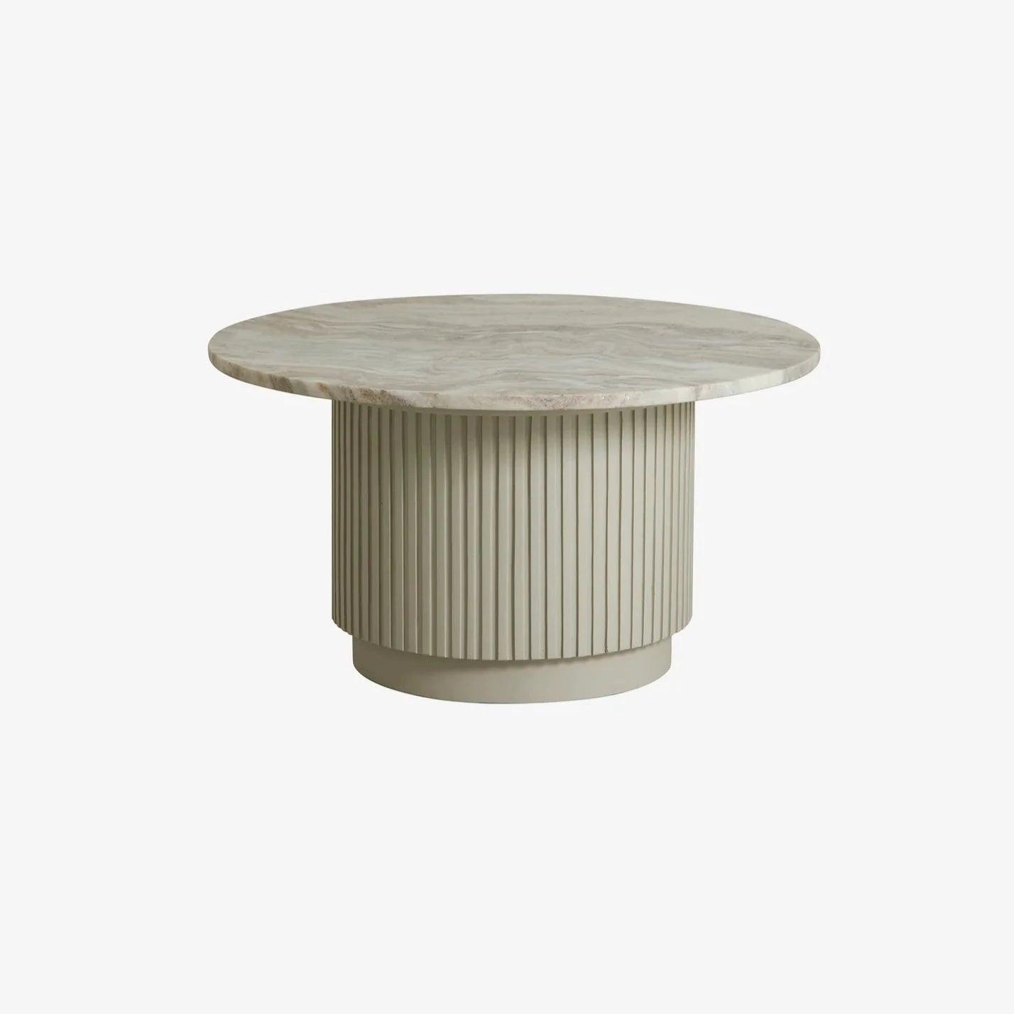 Erie Mango Wood Round Coffee Table with Marble Top - Large by Nordal - Maison Rêves UK