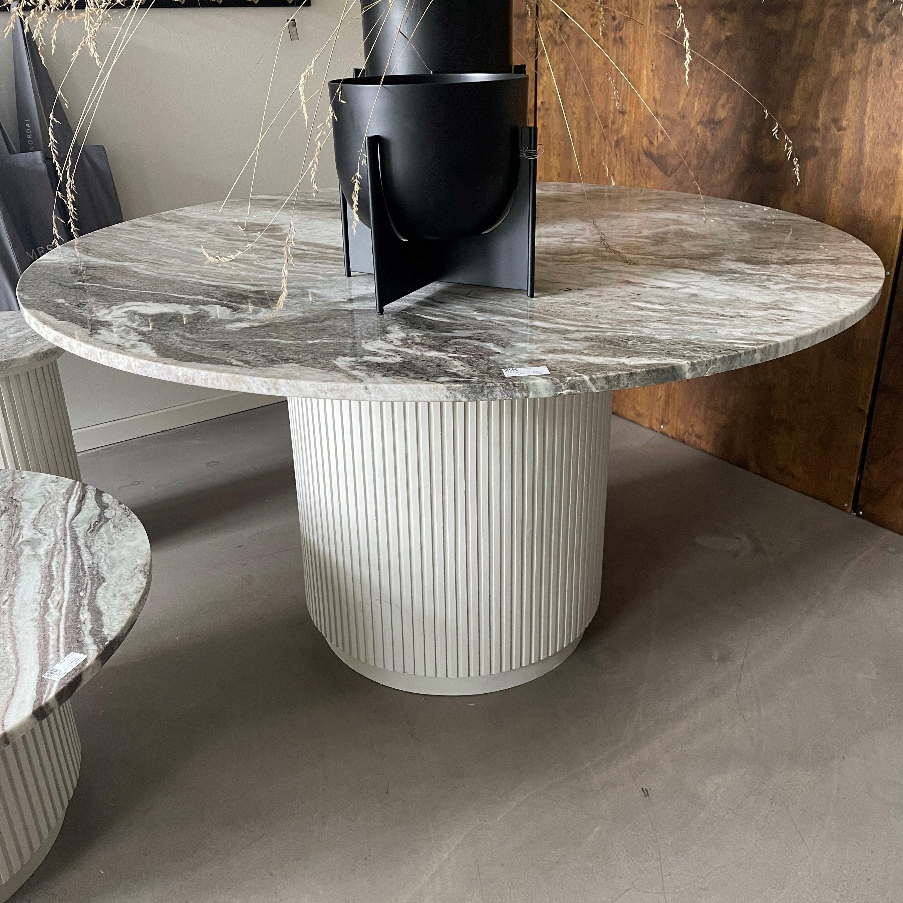 Erie Mango Wood Round Dining Table with Marble Top by Nordal - Maison Rêves UK