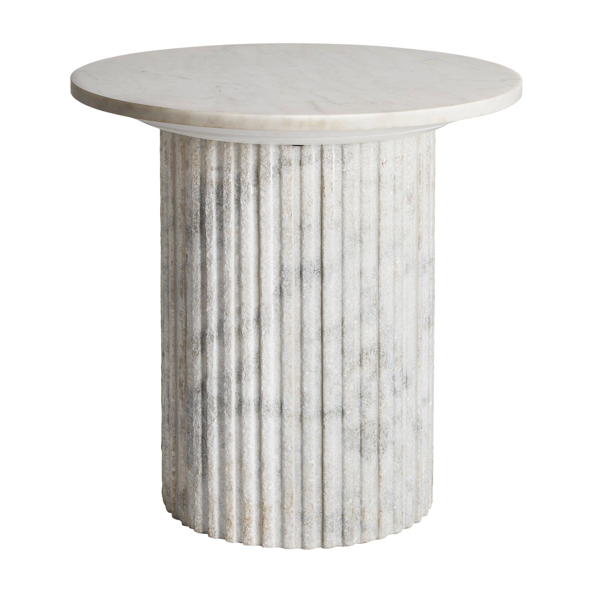 Esches White Marble Side Table - Maison Rêves UK