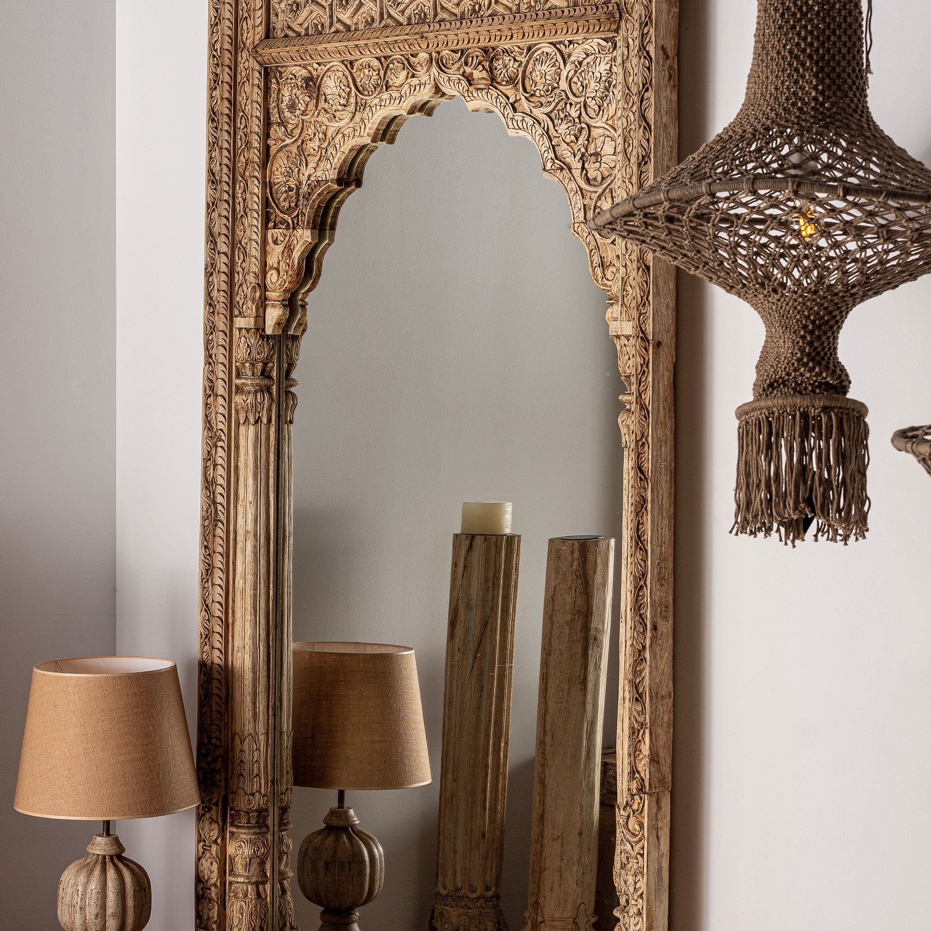 Argeen Teak Wood Mirror - 240cm - Maison Rêves UK