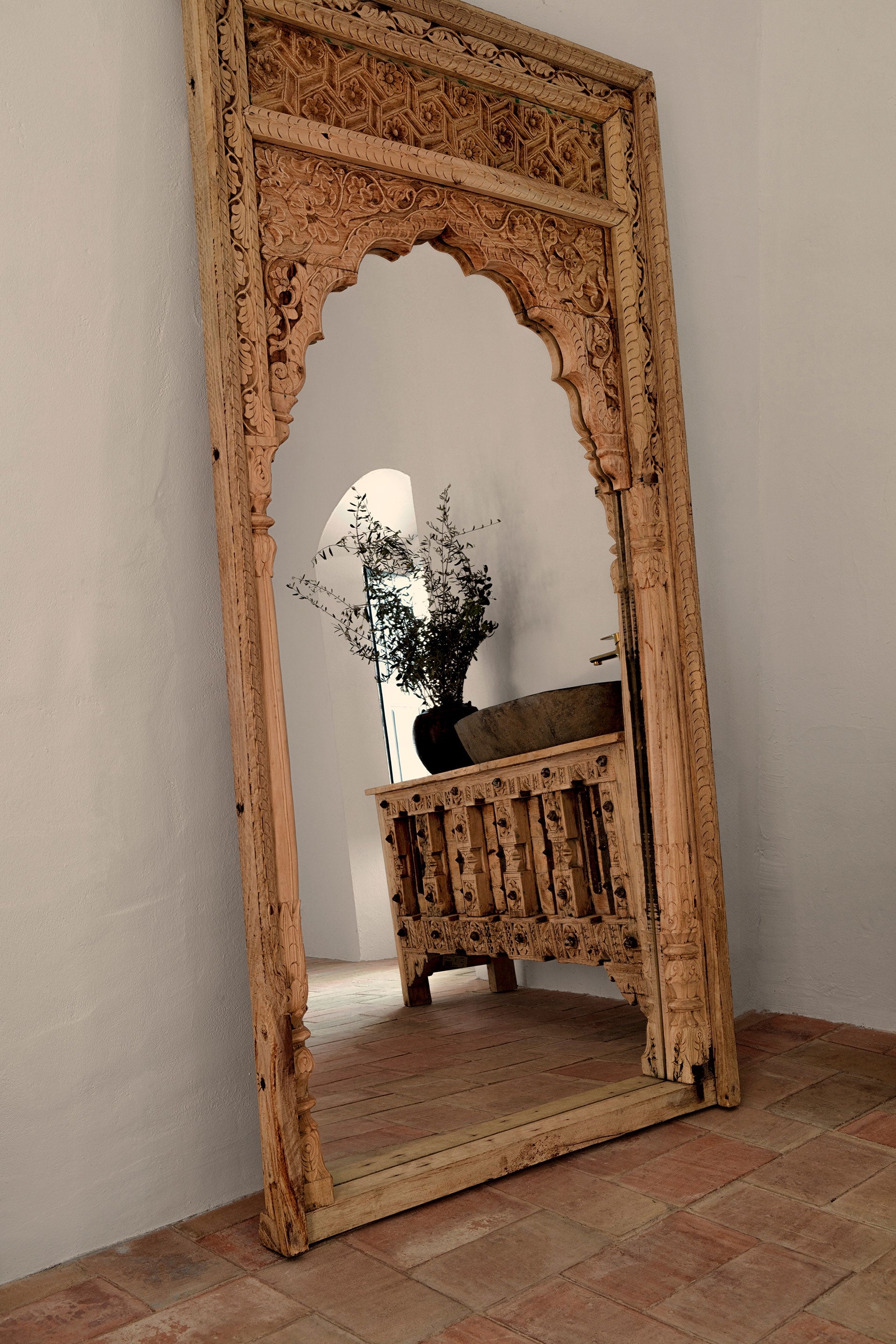 Argeen Teak Wood Mirror - 240cm - Maison Rêves UK