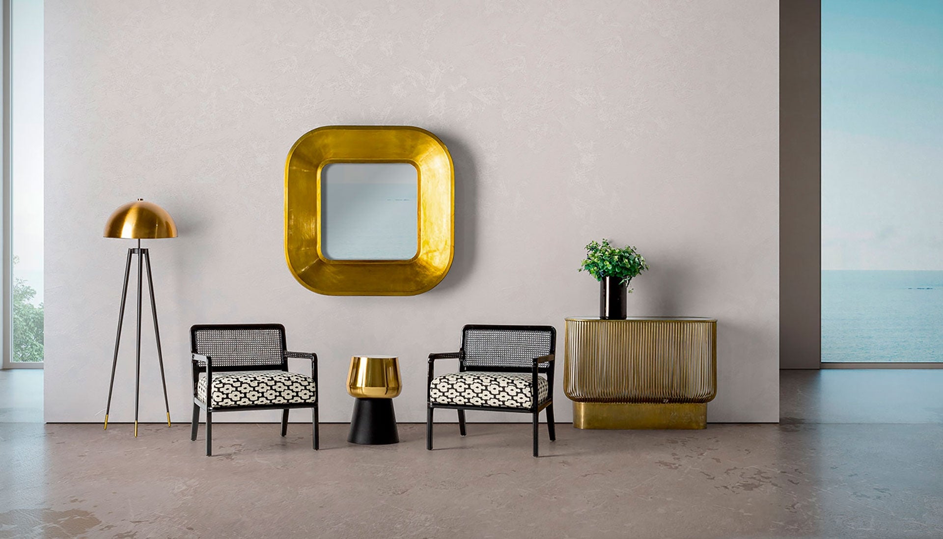 Zug Brass Mirror - Maison Rêves UK