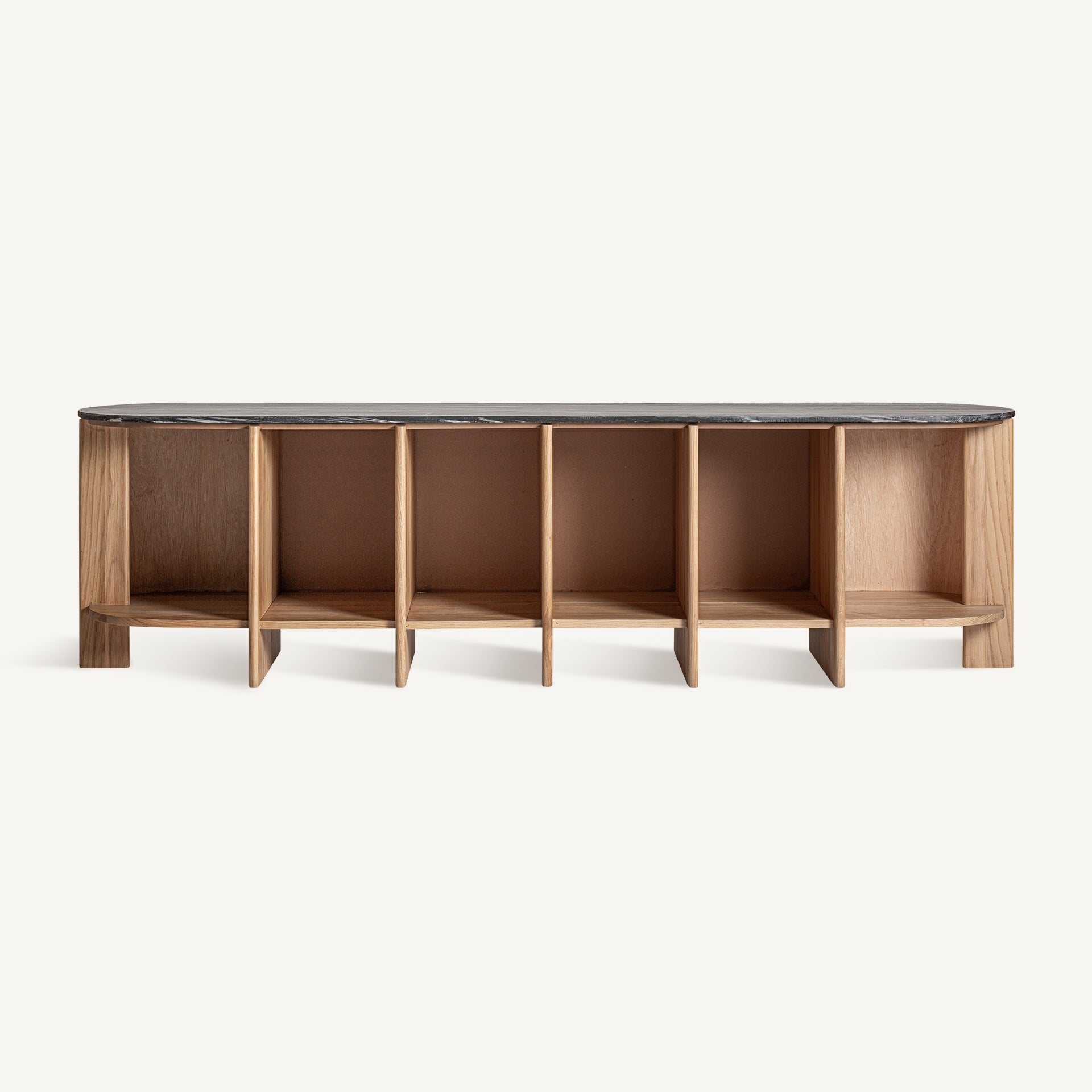 Nara Oak Wood Bookcase - 240x54x66cm - Maison Rêves UK