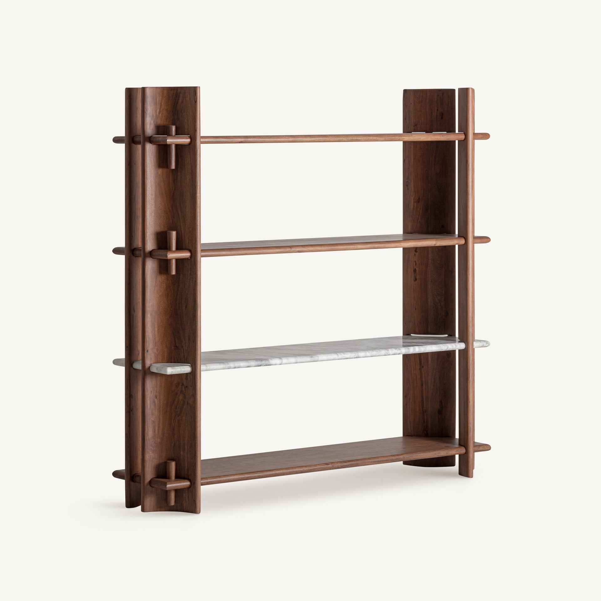 Sagy Acacia Wood Bookcase - Maison Rêves UK