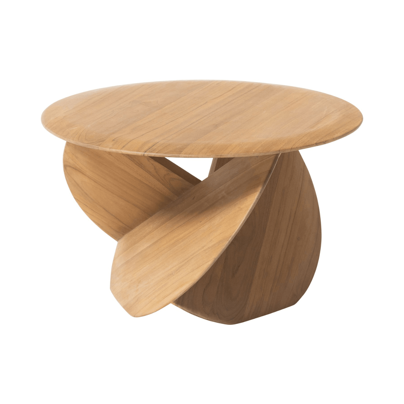 Fan Teak Wood Circular Coffee Table - Maison Rêves UK