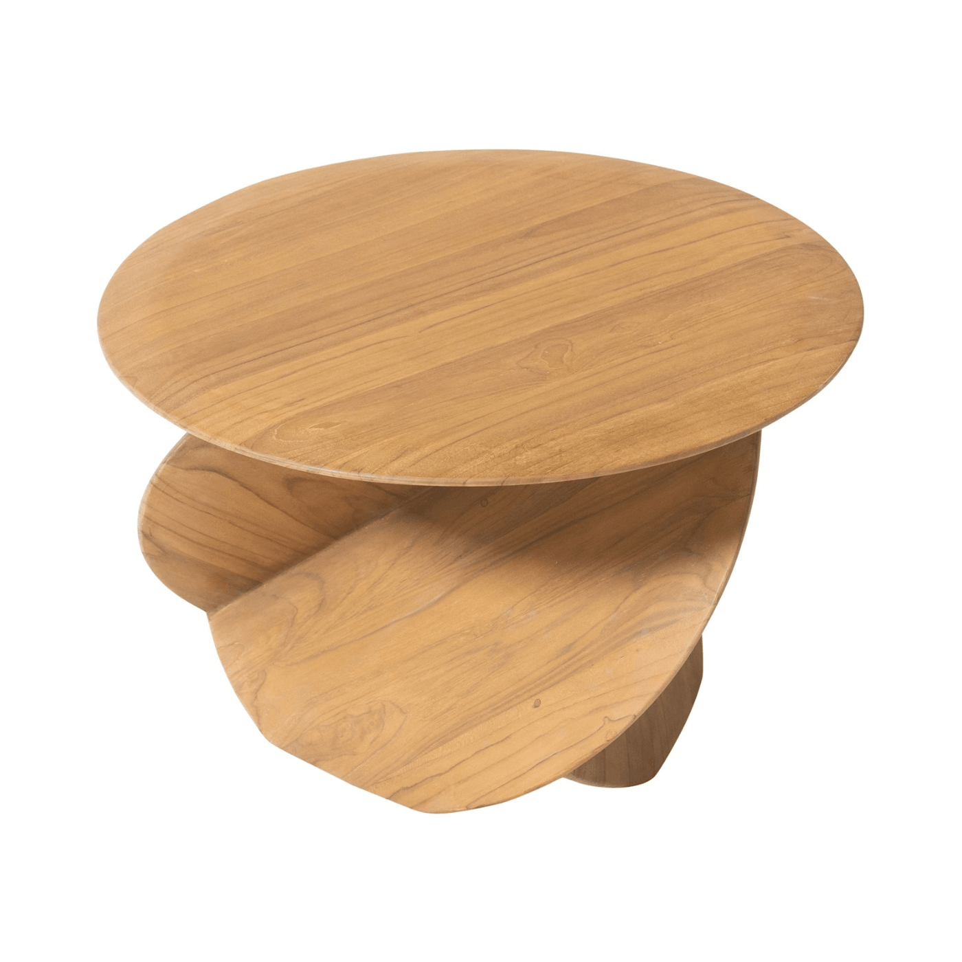 Fan Teak Wood Circular Coffee Table - Maison Rêves UK