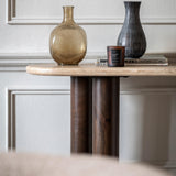 Fontana Mango Wood Console Table with Travertine Top - Maison Rêves UK