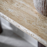 Fontana Mango Wood Console Table with Travertine Top - Maison Rêves UK