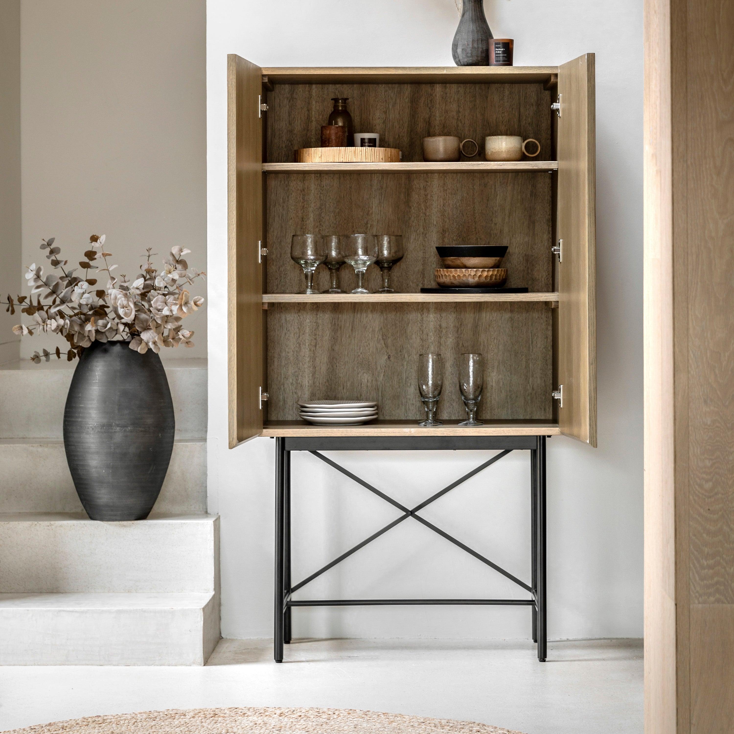 Forma 2 Door Cocktail Cabinet Weathered Grey Finish - Maison Rêves UK