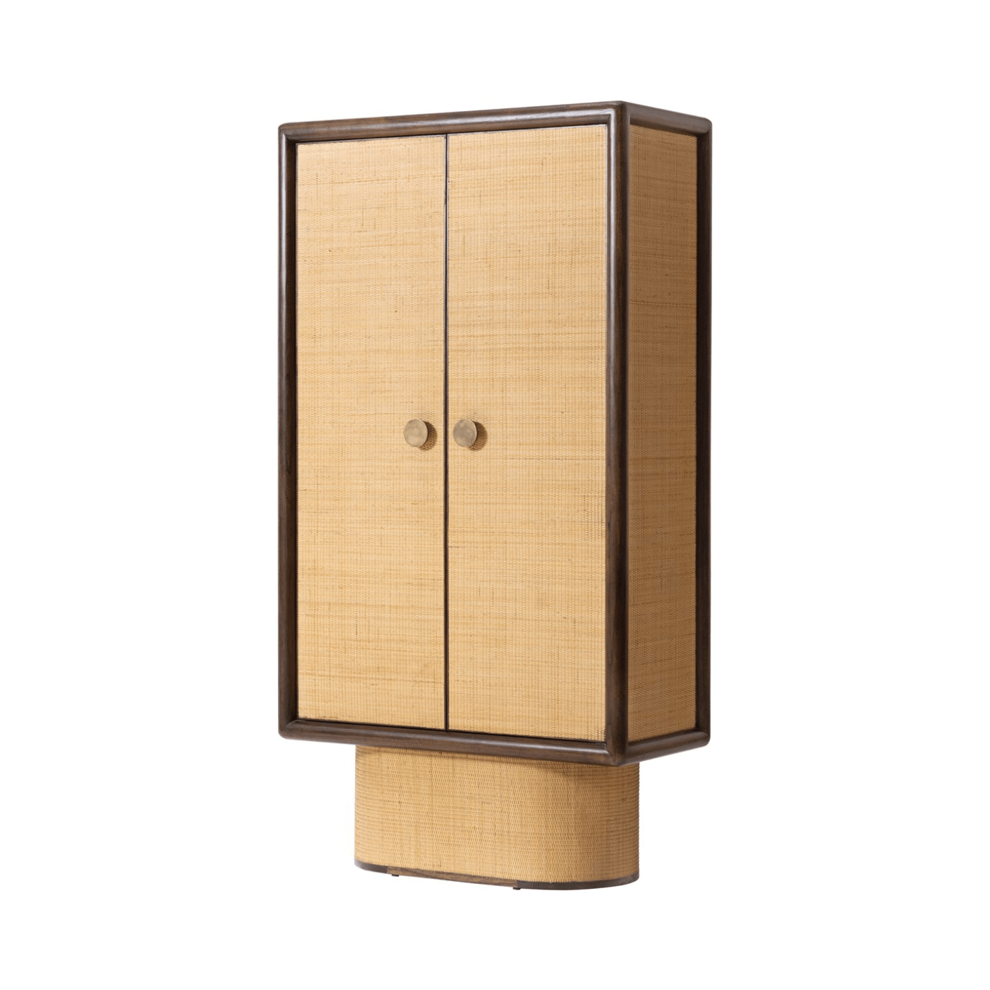 Granada Mindi Wood and Natural Rattan 2 Door Cabinet - Maison Rêves UK