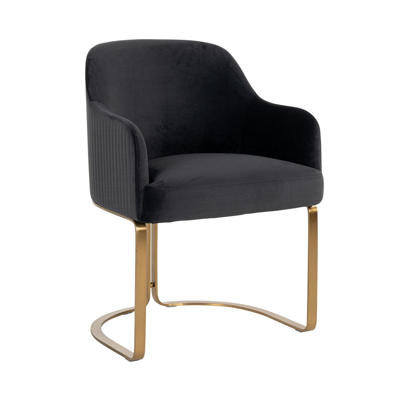 Hadley Antraciet Velvet Dining Chair with Brushed Gold Base by Richmond Interiors - Maison Rêves UK