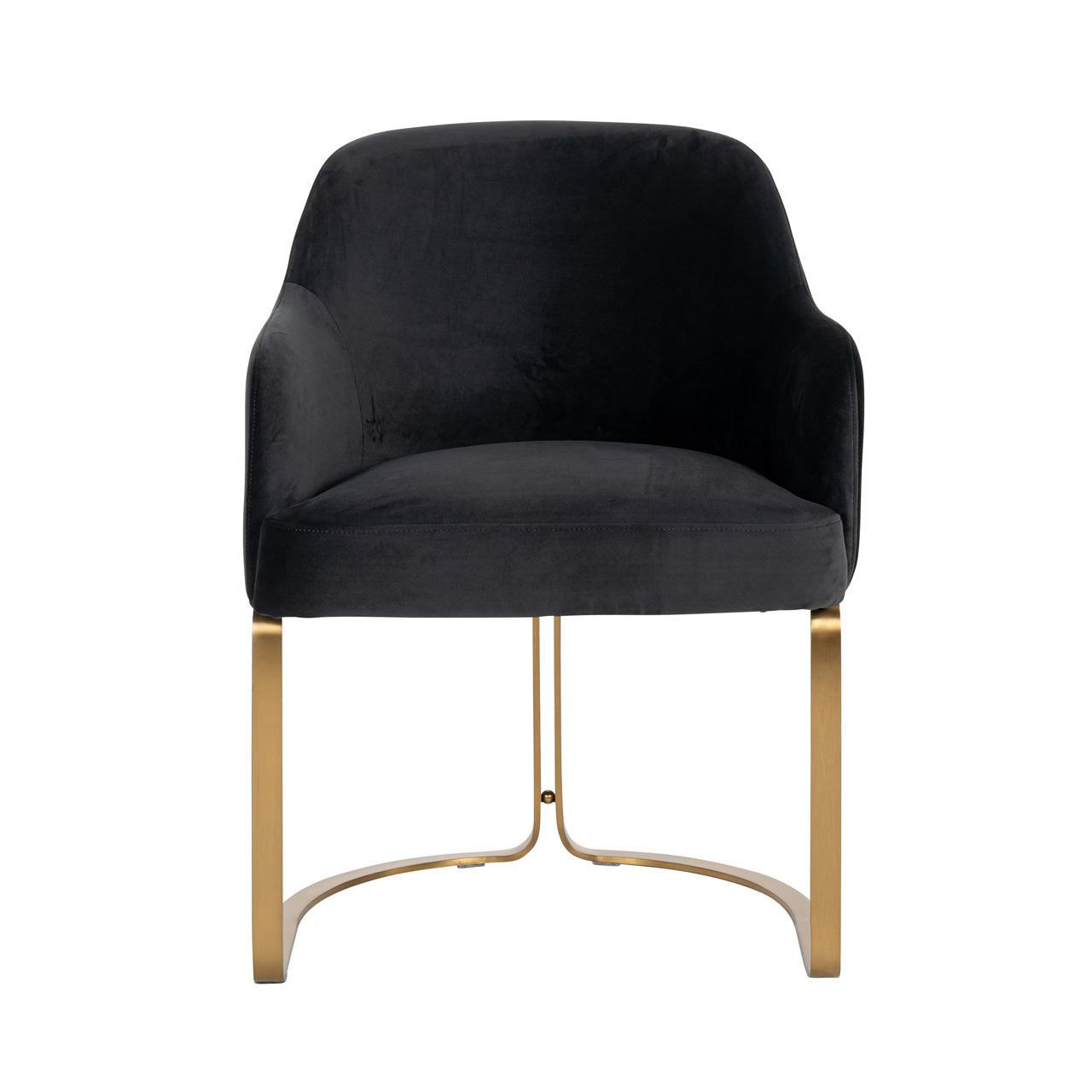 Hadley Antraciet Velvet Dining Chair with Brushed Gold Base by Richmond Interiors - Maison Rêves UK