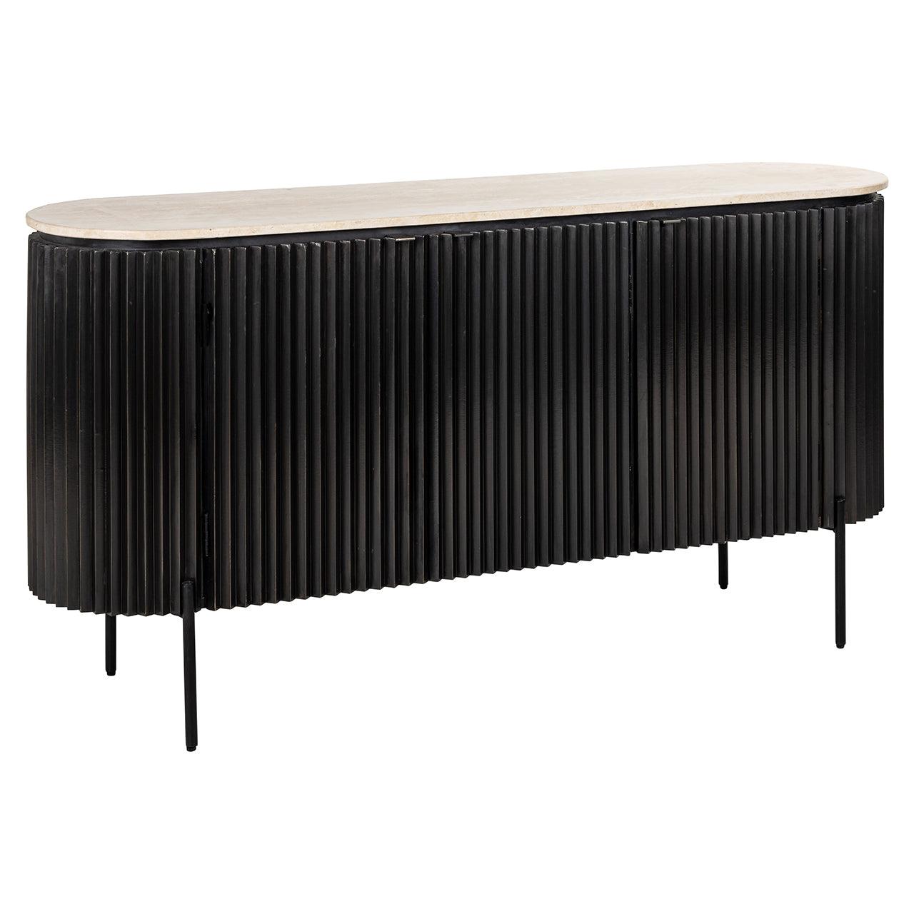 Hampton 3 Door Wood Sideboard with Travertine Top by Richmond Interiors - Maison Rêves UK