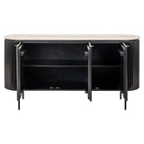 Hampton 3 Door Wood Sideboard with Travertine Top by Richmond Interiors - Maison Rêves UK